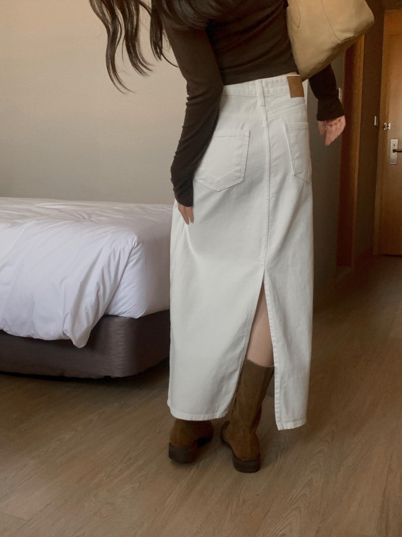 Denim long skirt