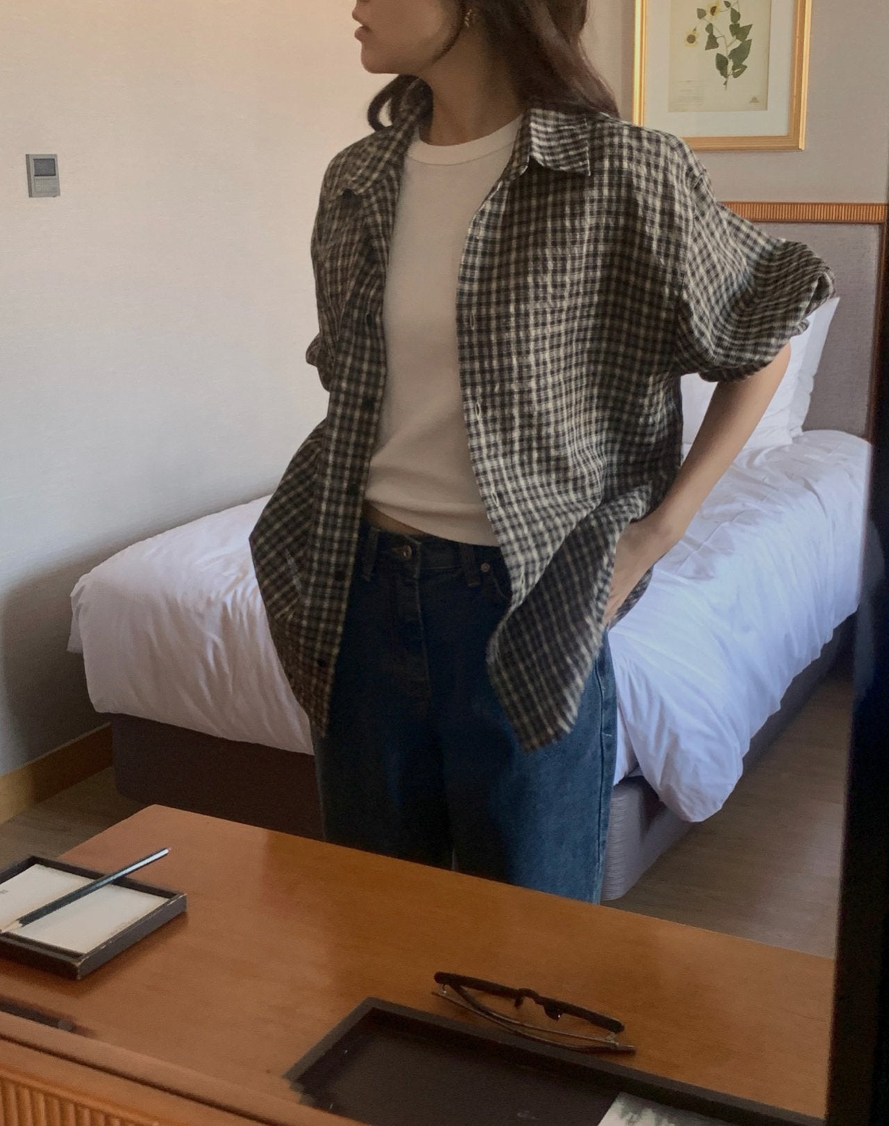 Karen check shirt-2col
