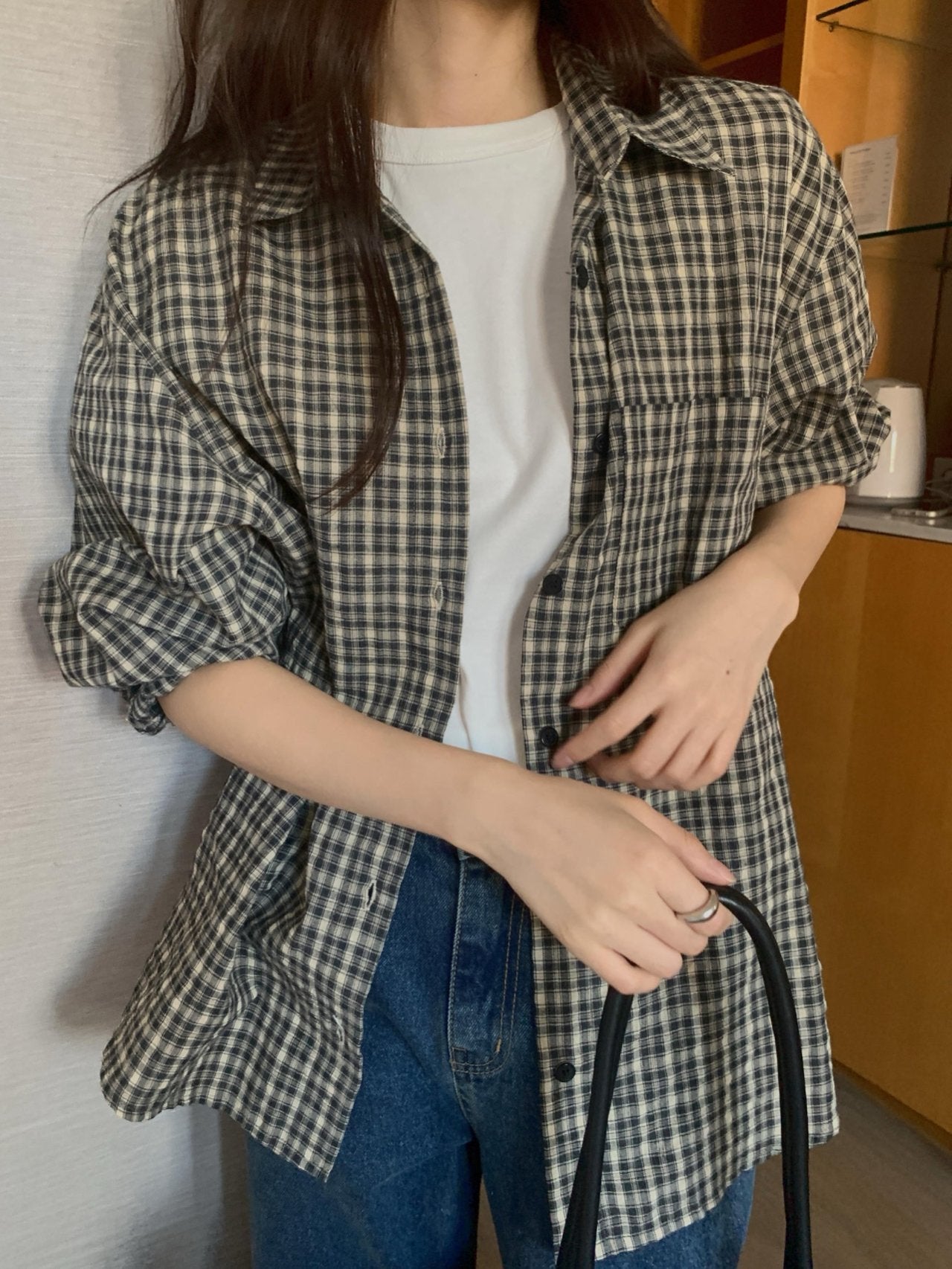 Karen check shirt-2col