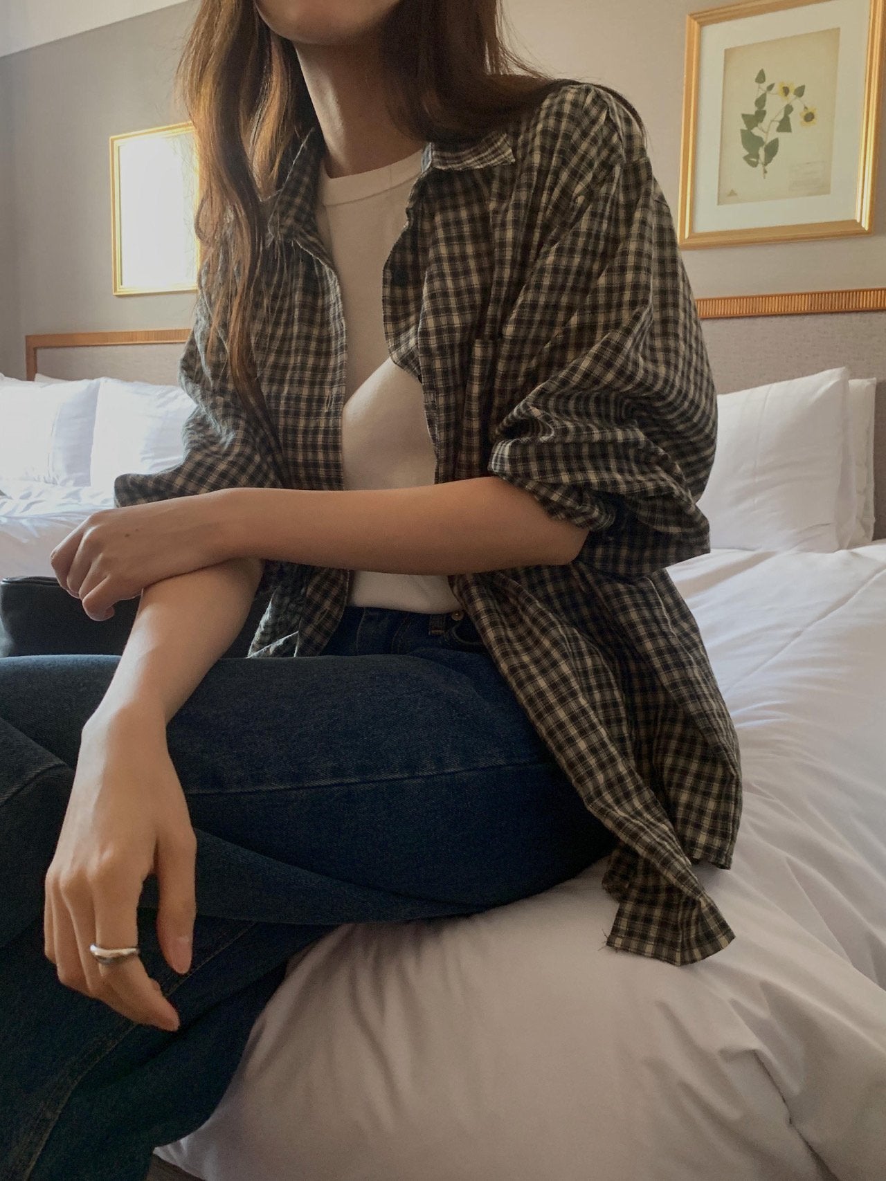 Karen check shirt-2col