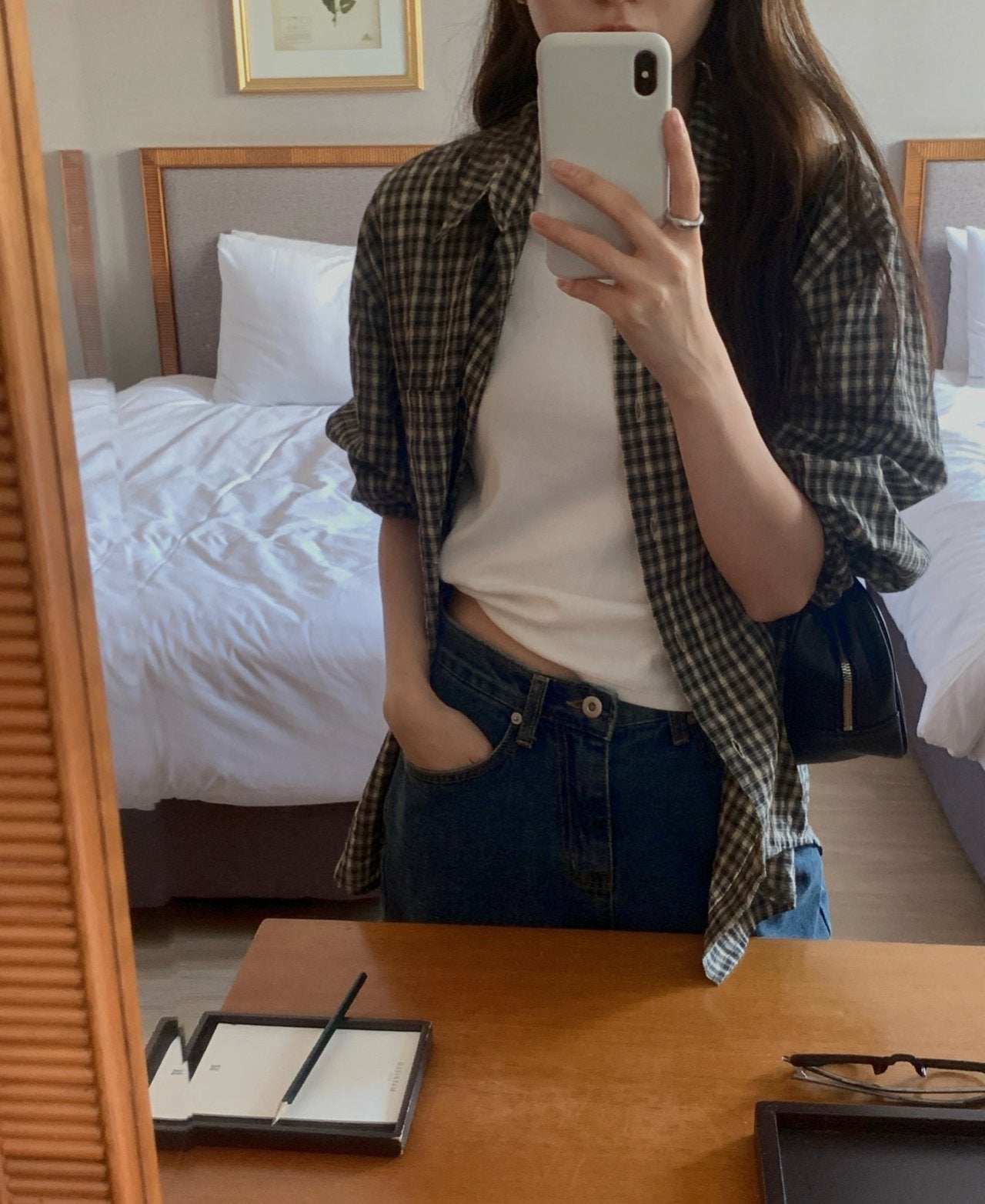Karen check shirt-2col