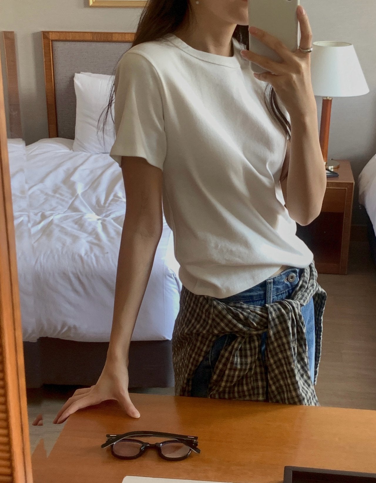 Karen check shirt-2col