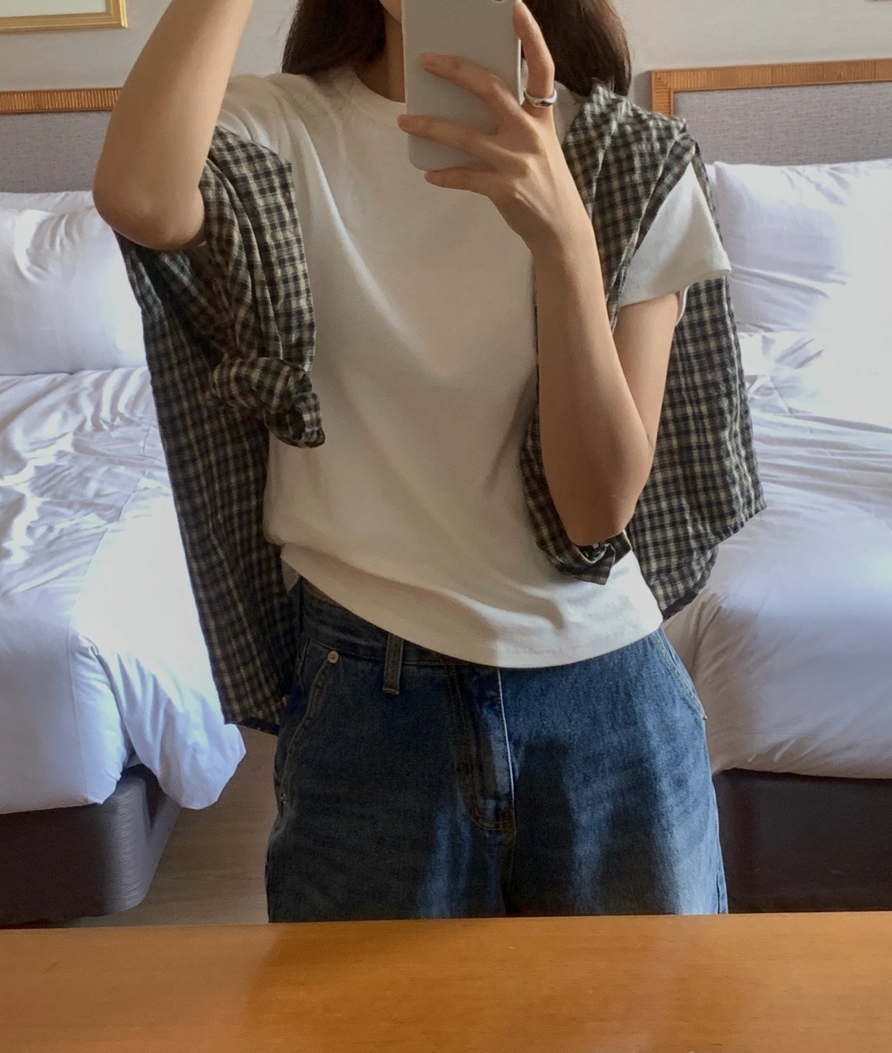 Karen check shirt-2col