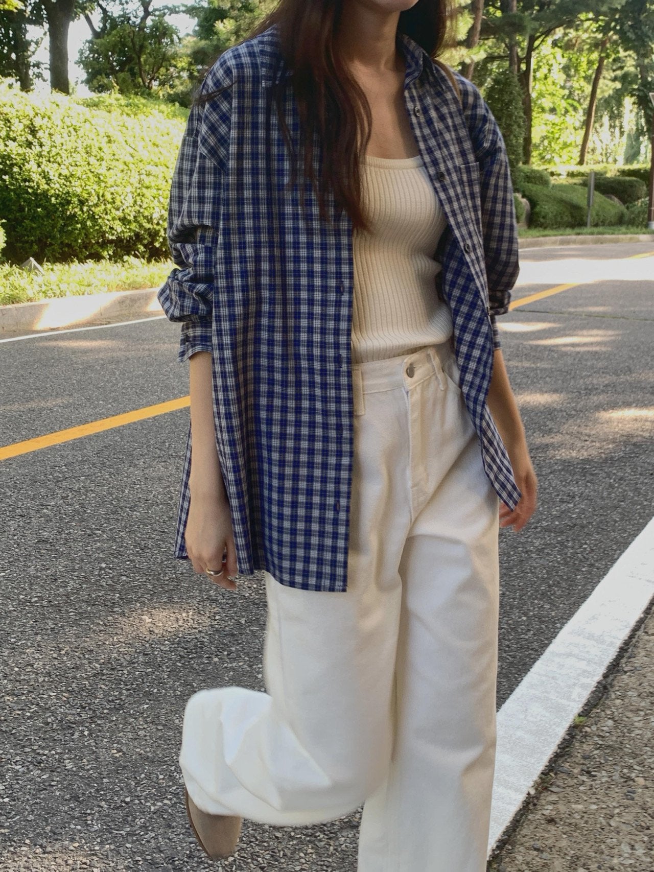 Karen check shirt-2col