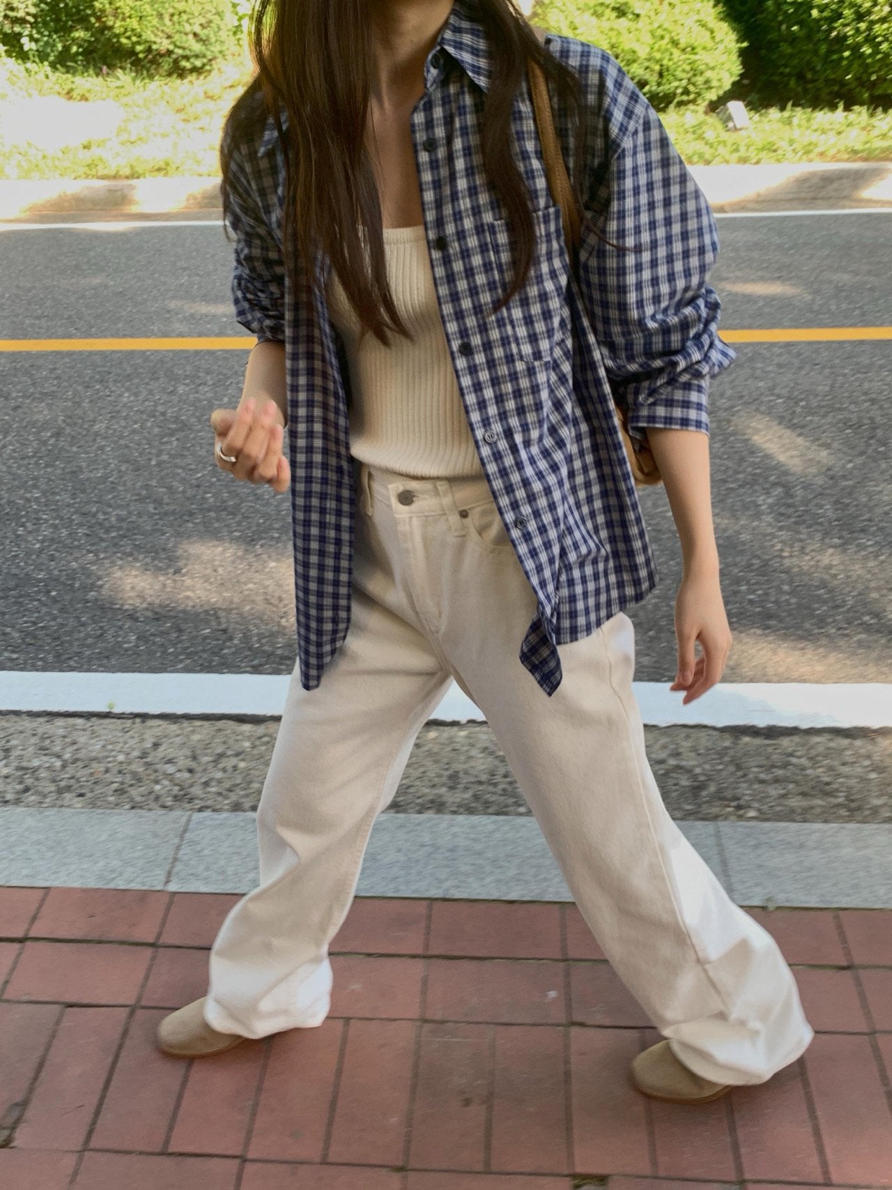 Karen check shirt-2col