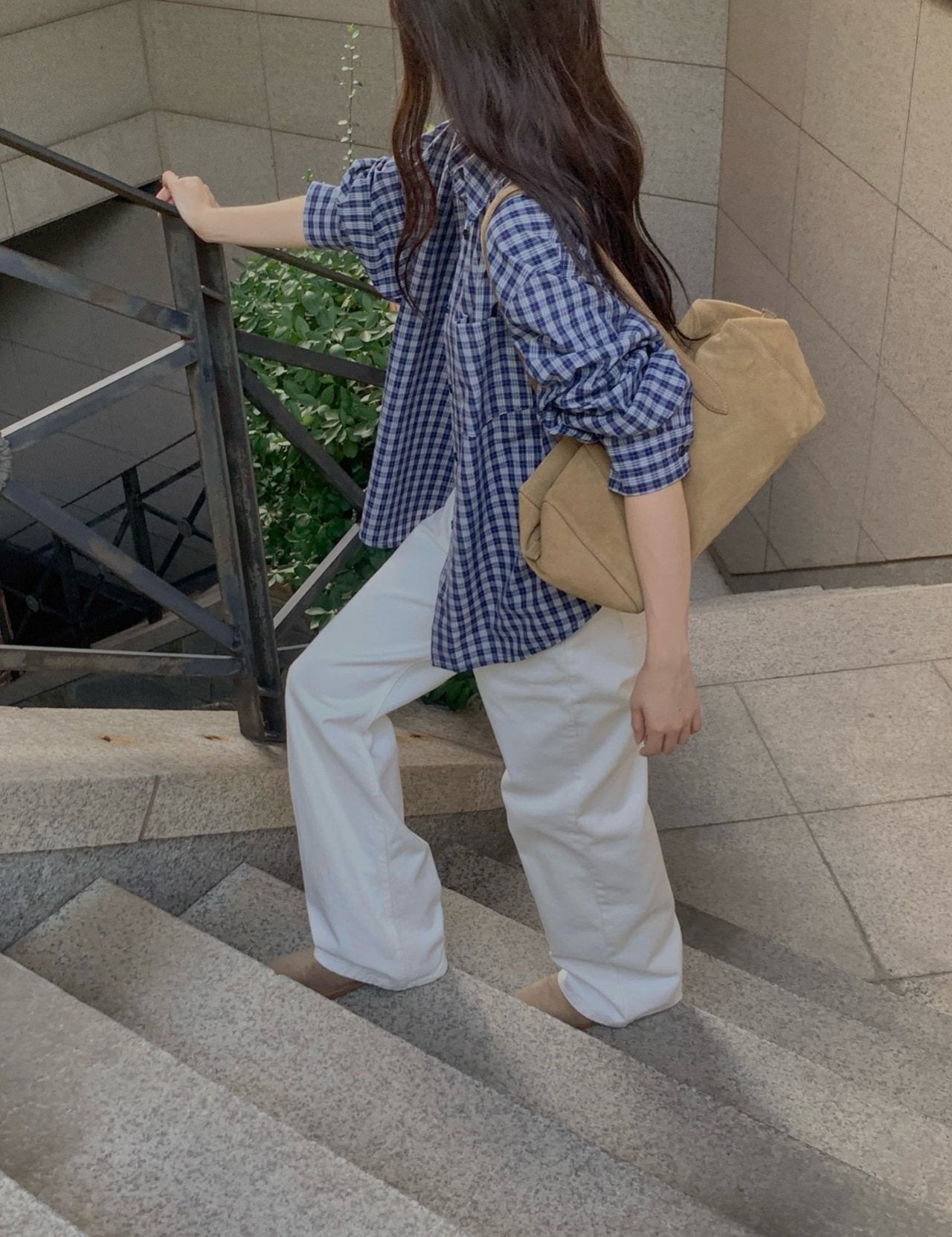 Karen check shirt-2col