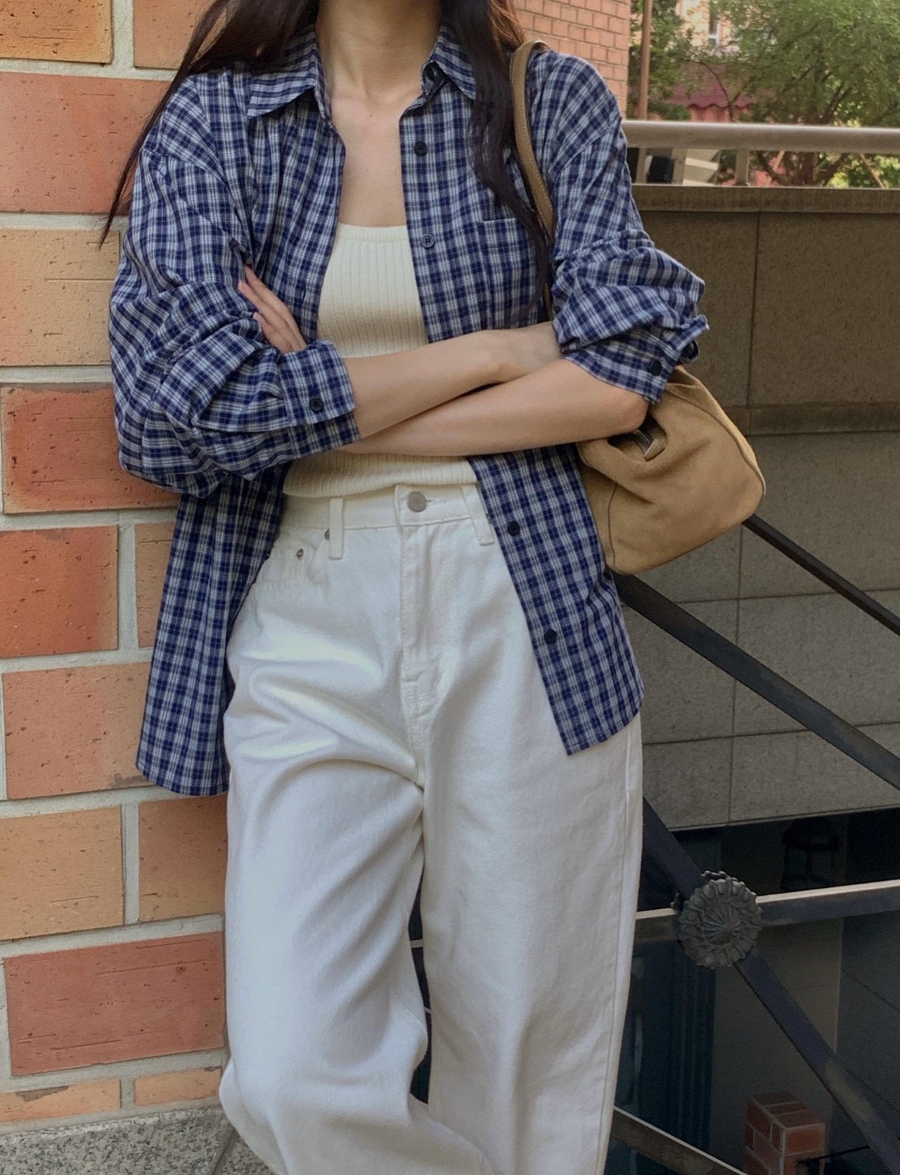 Karen check shirt-2col