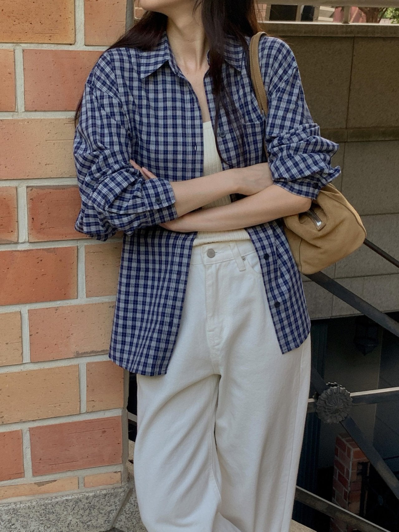 Karen check shirt-2col