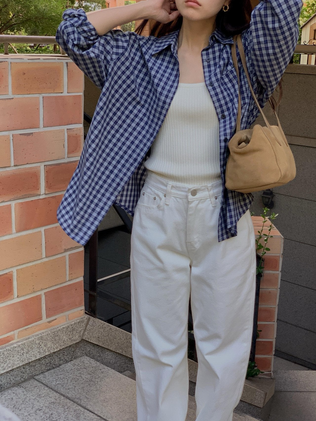 Karen check shirt-2col
