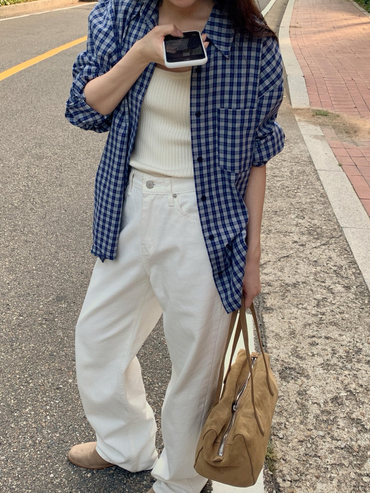 Karen check shirt-2col