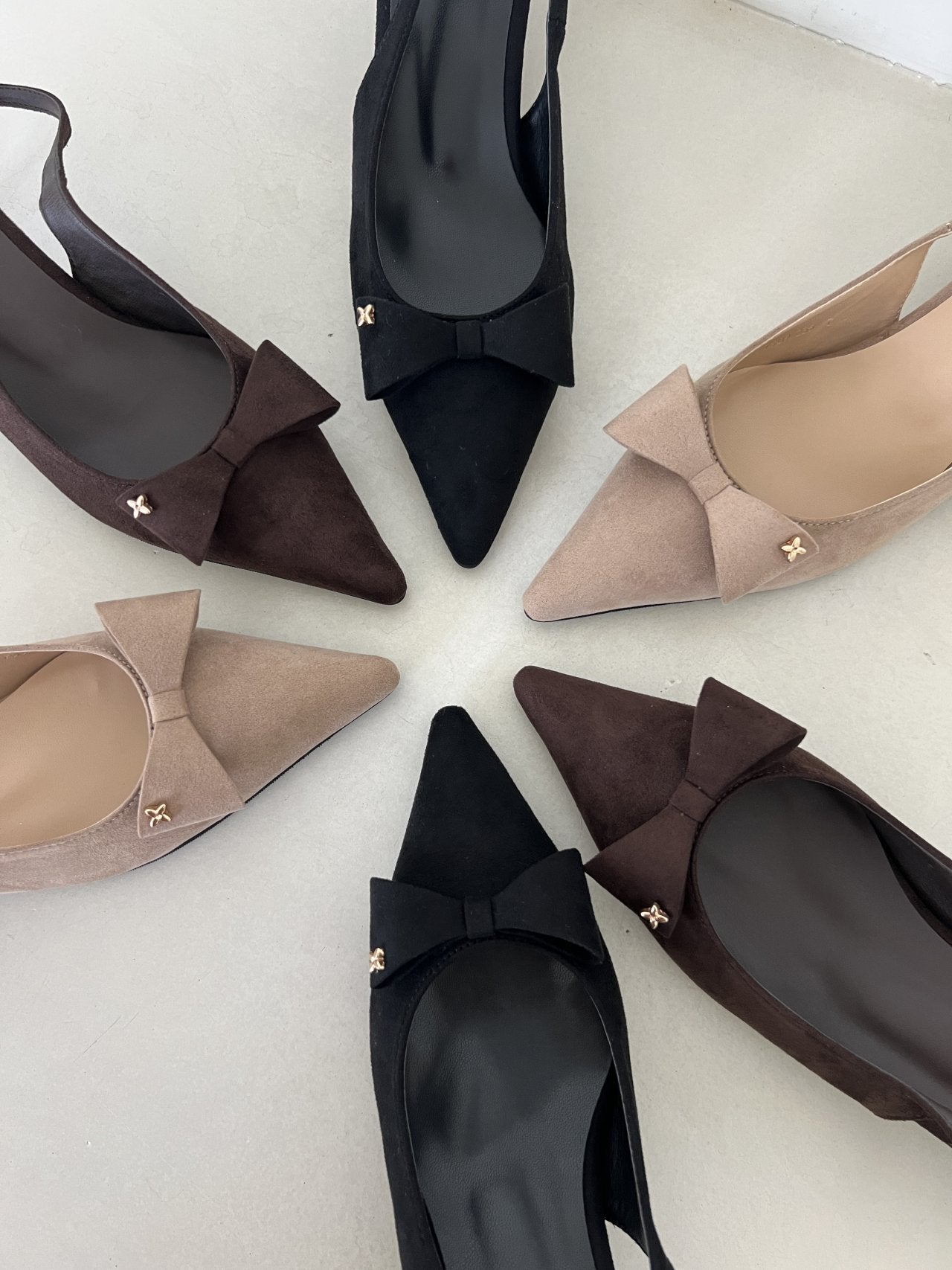 ribbon suede sling back-3col