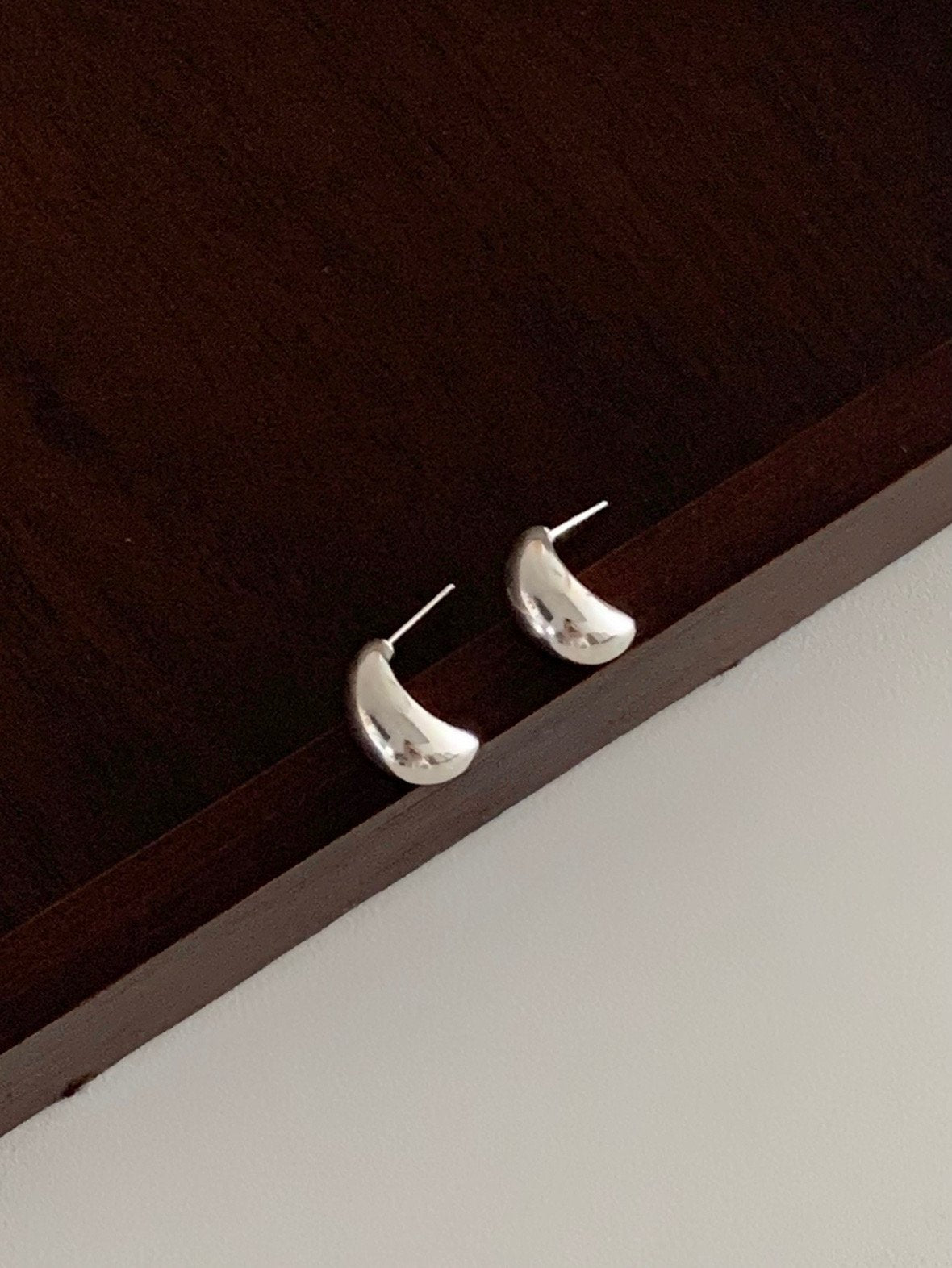 Bold Silver Moon Earrings