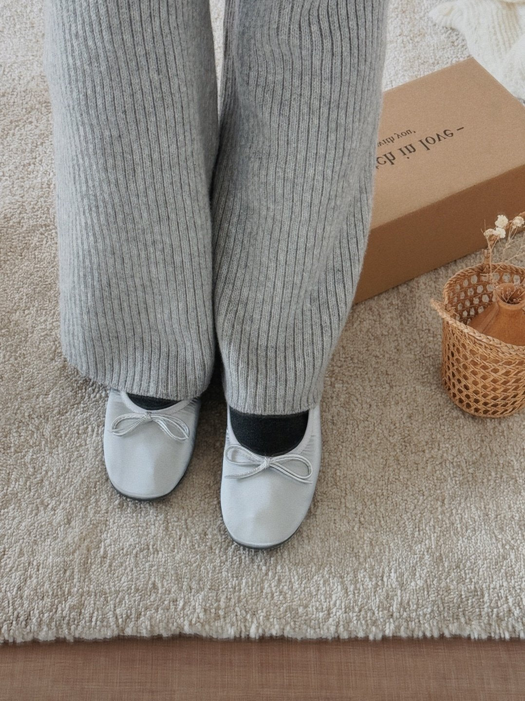 Silver logo ribbon padded flat-2col