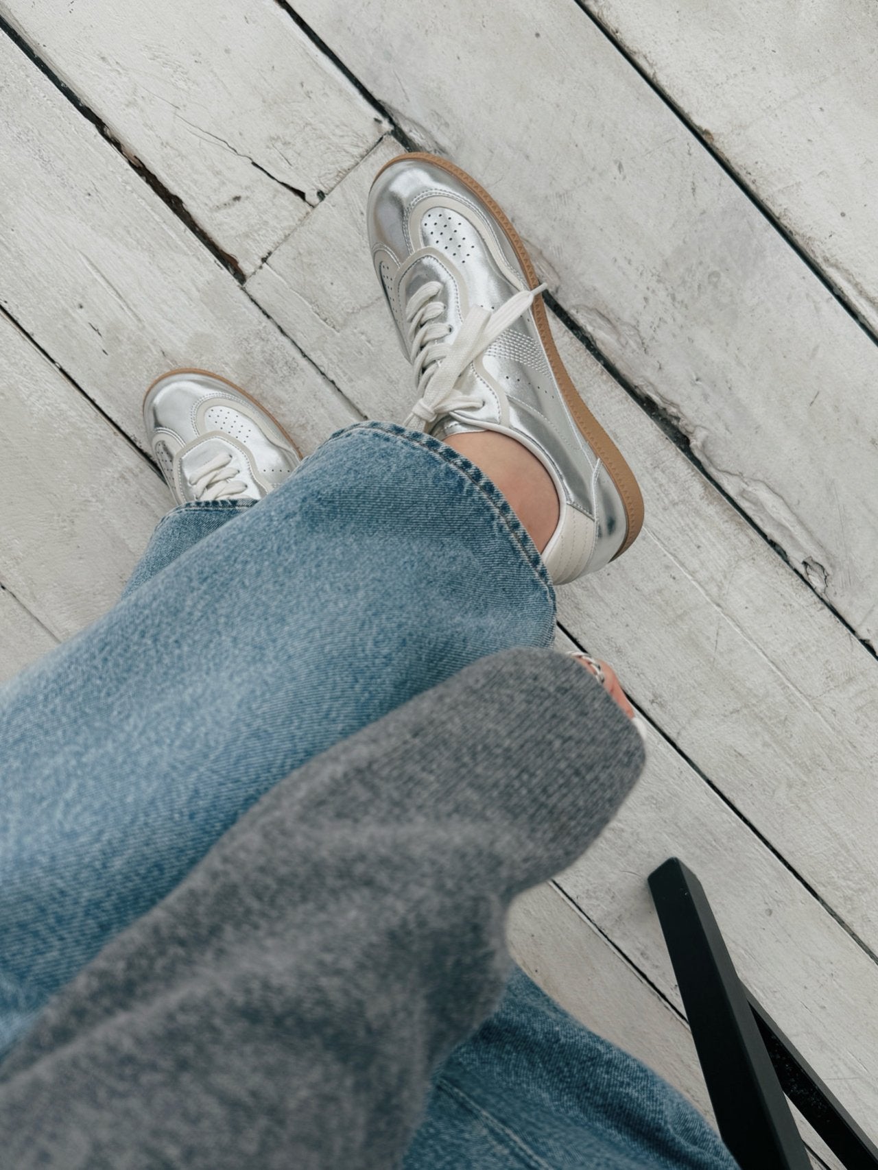 Metallic Leather Sneakers