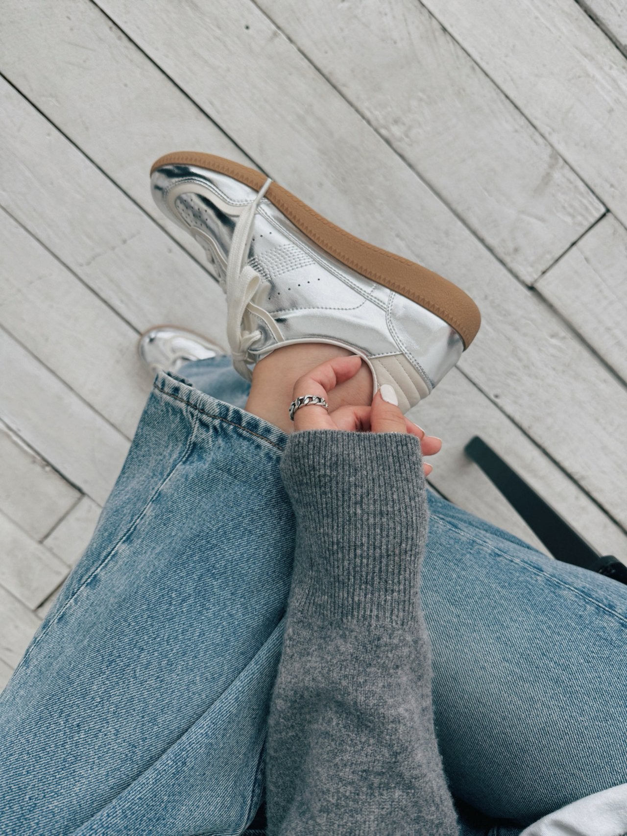 Metallic Leather Sneakers