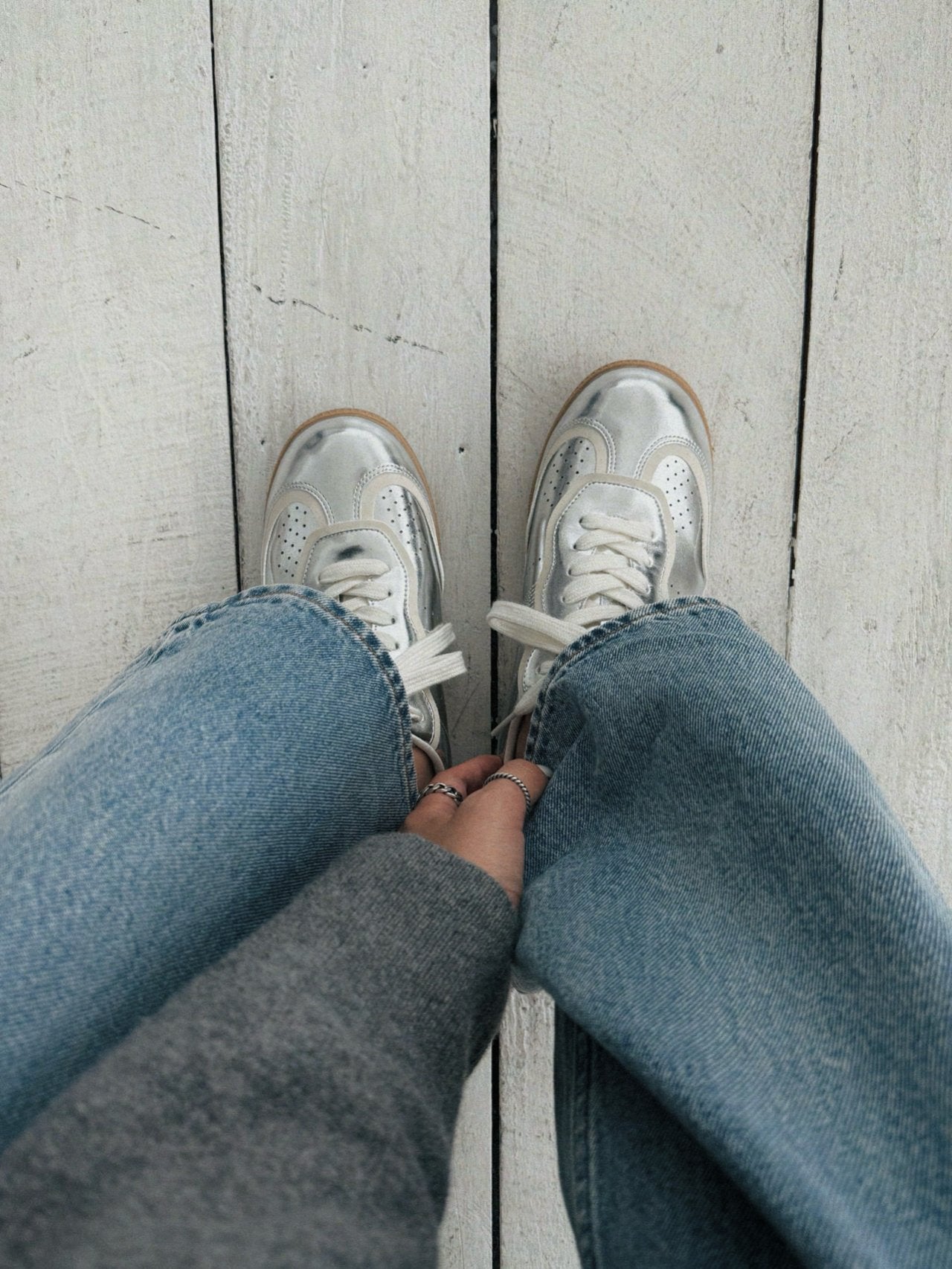 Metallic Leather Sneakers
