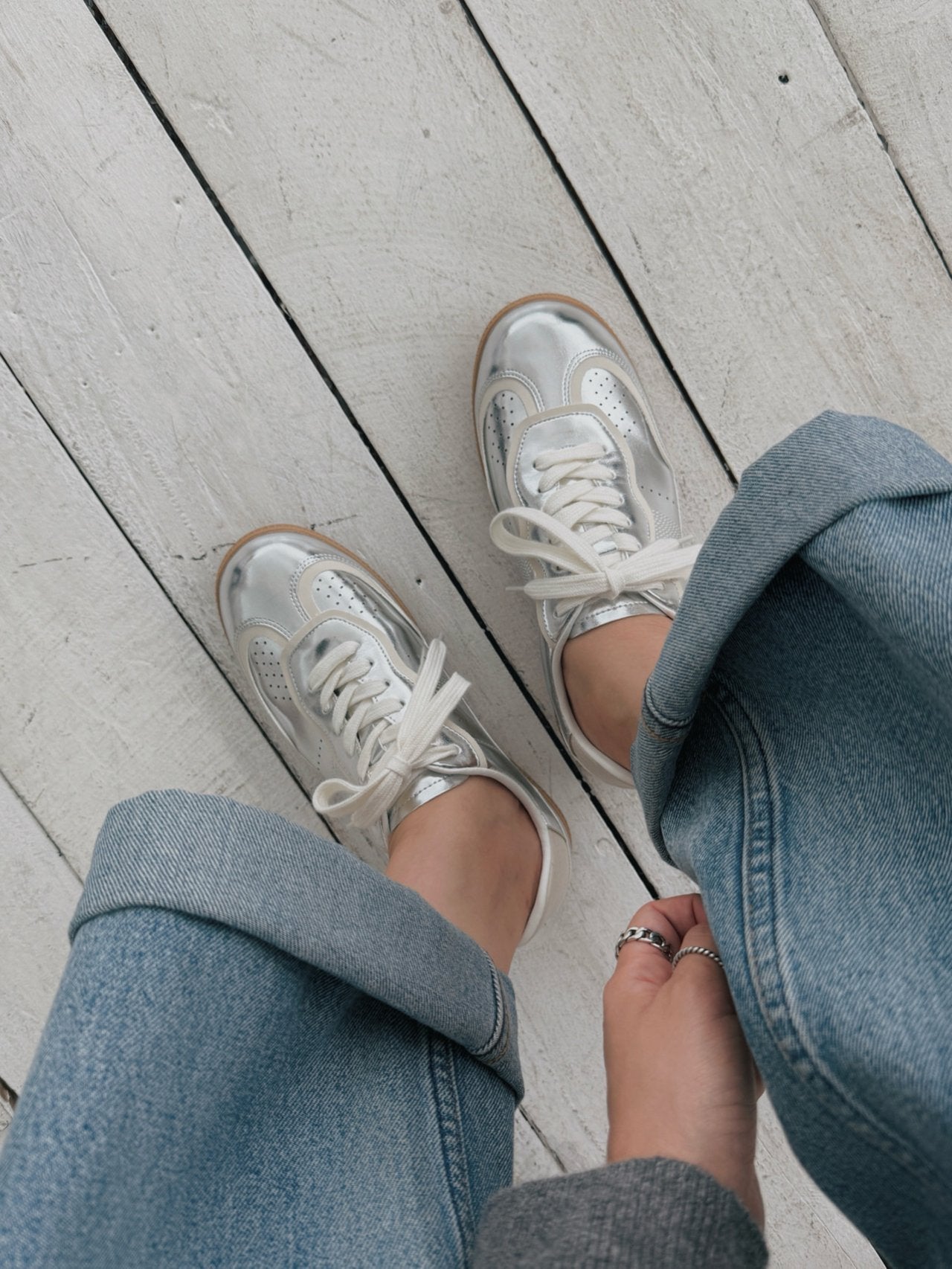 Metallic Leather Sneakers