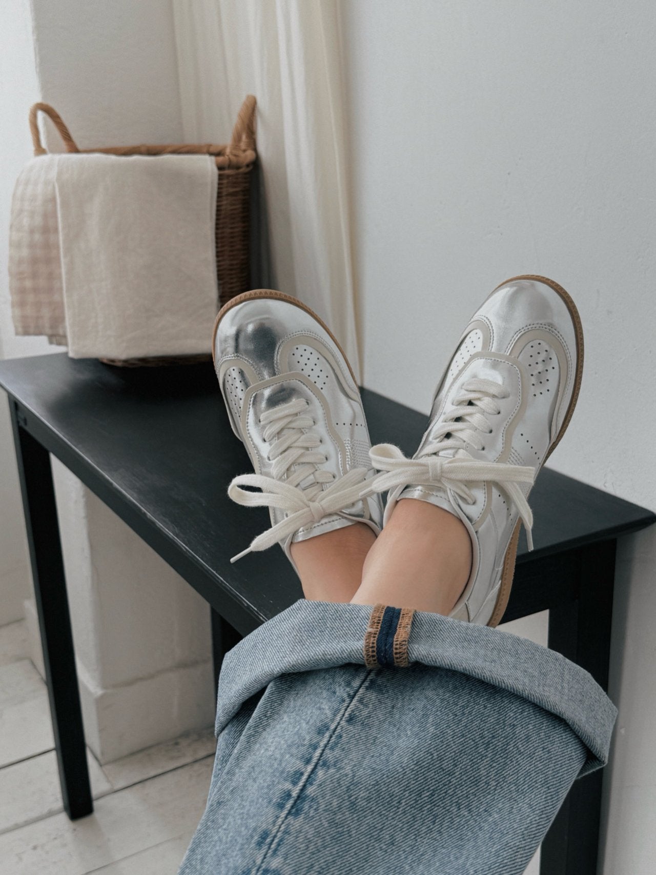 Metallic Leather Sneakers
