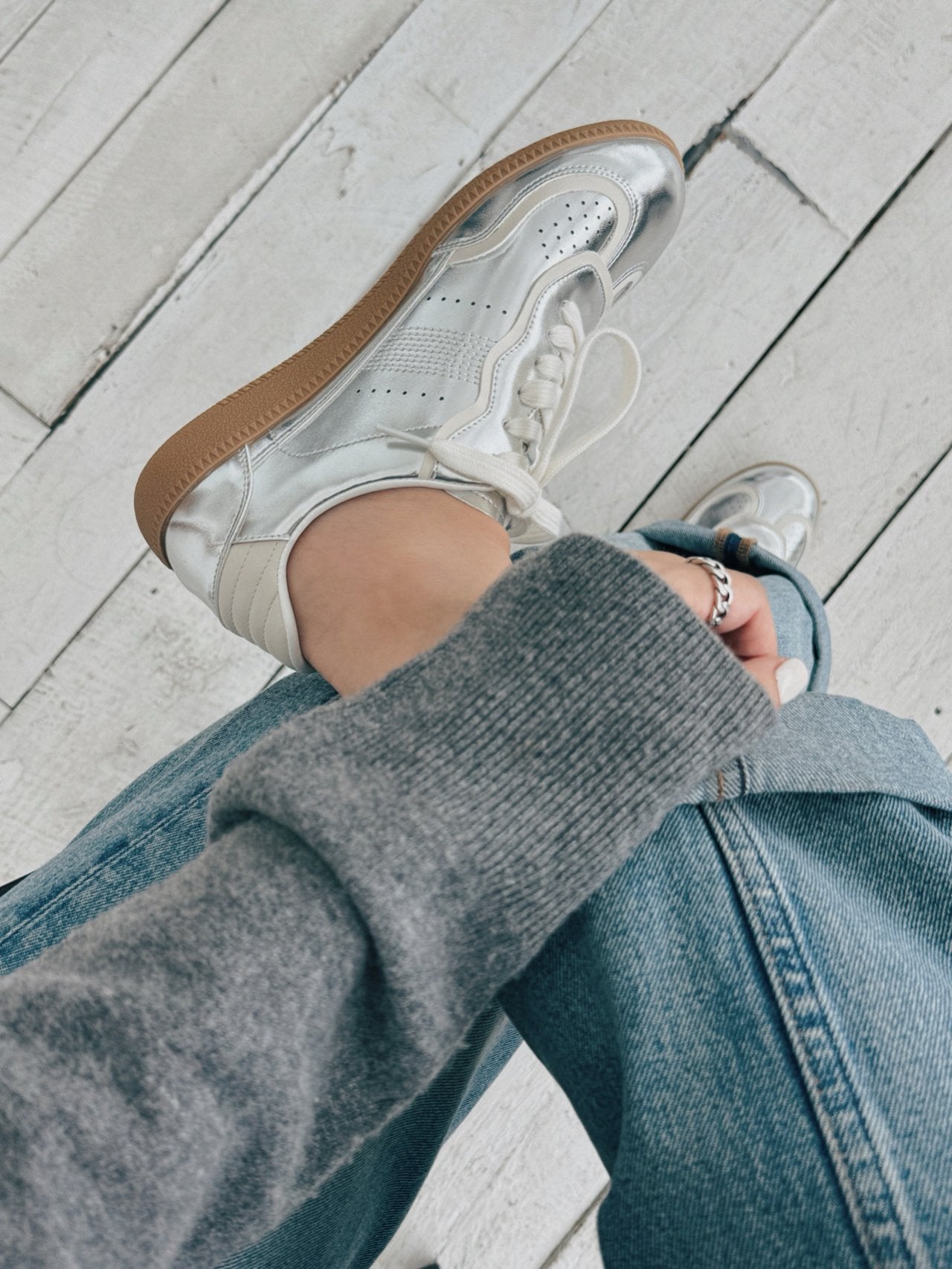 Metallic Leather Sneakers