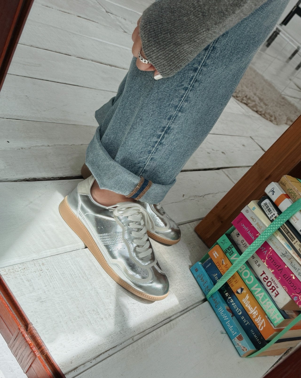 Metallic Leather Sneakers