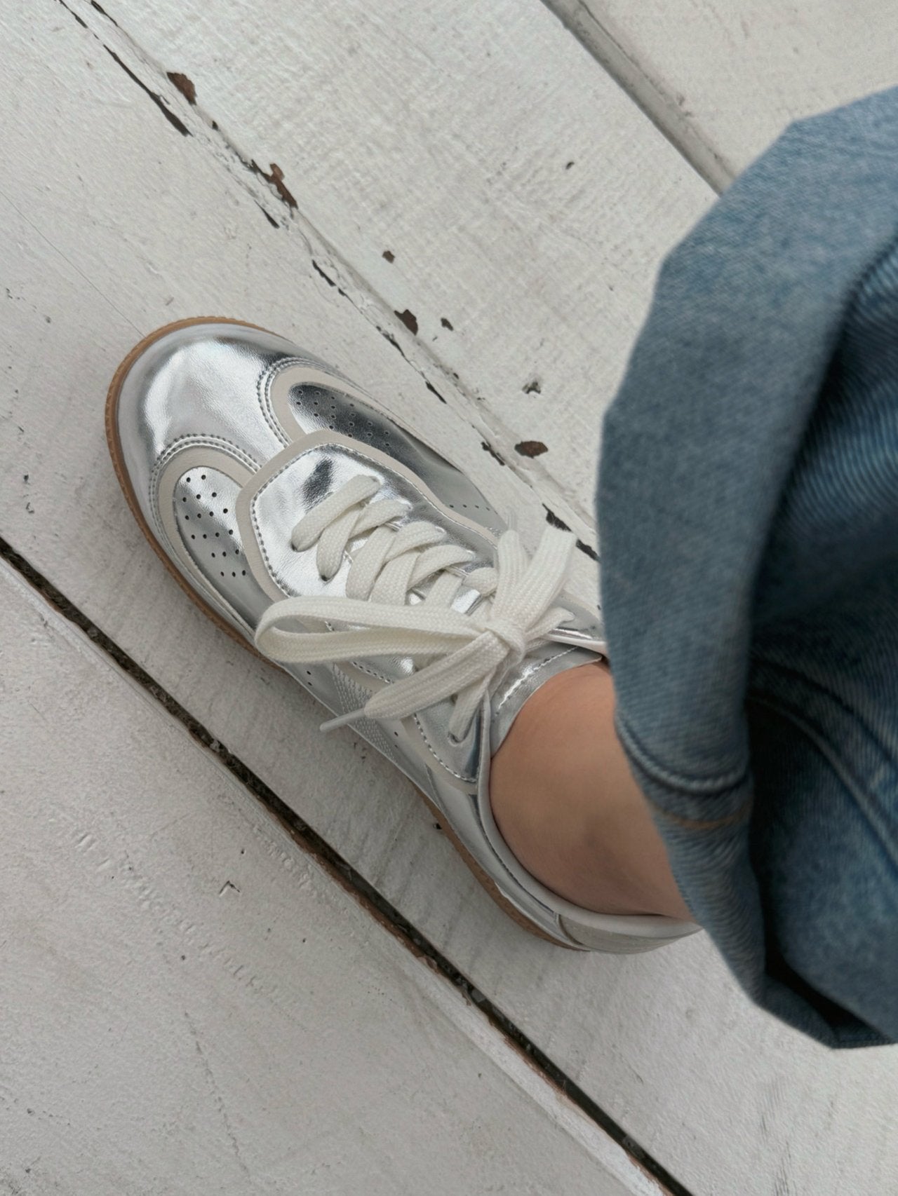 Metallic Leather Sneakers