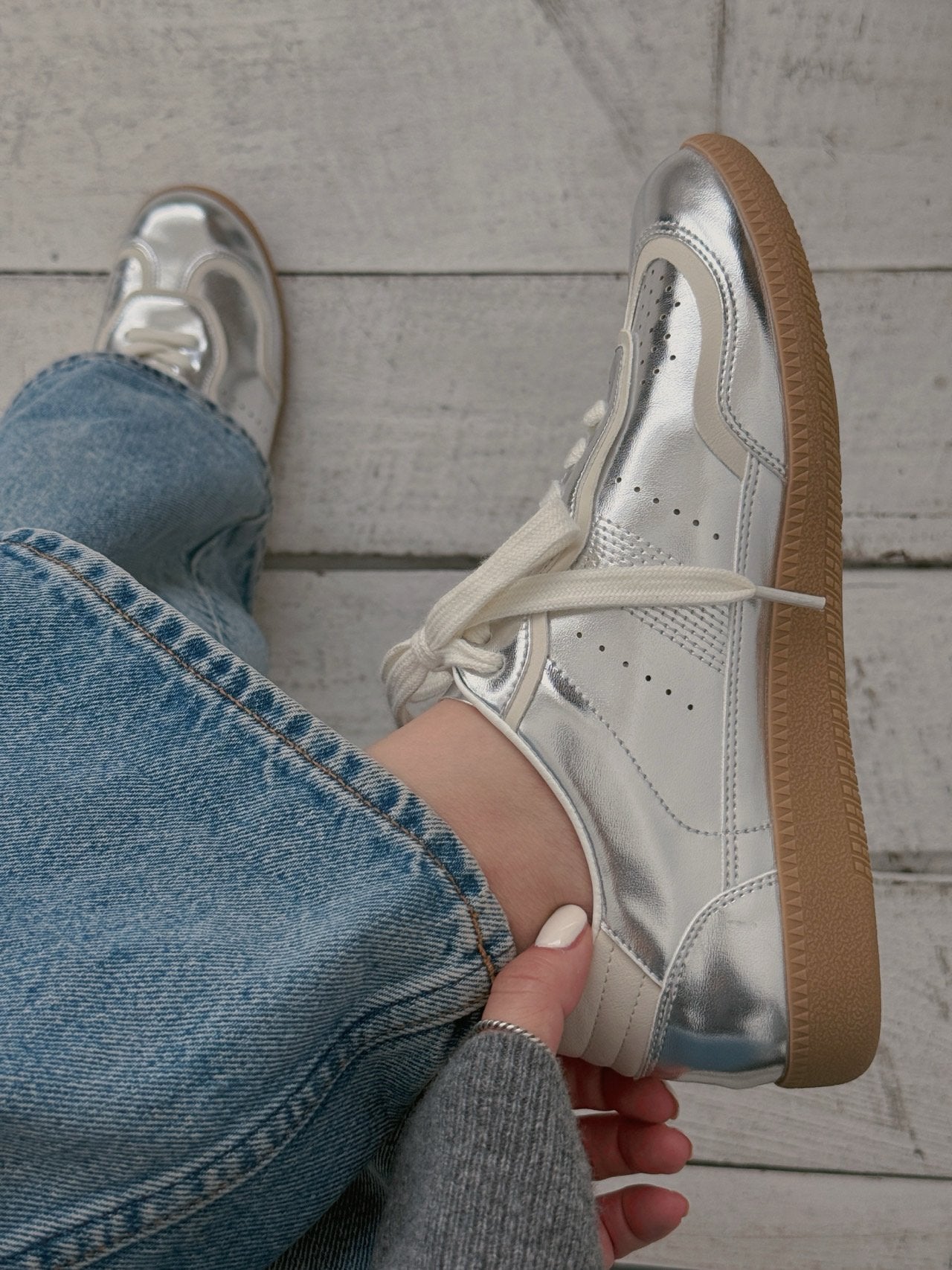 Metallic Leather Sneakers
