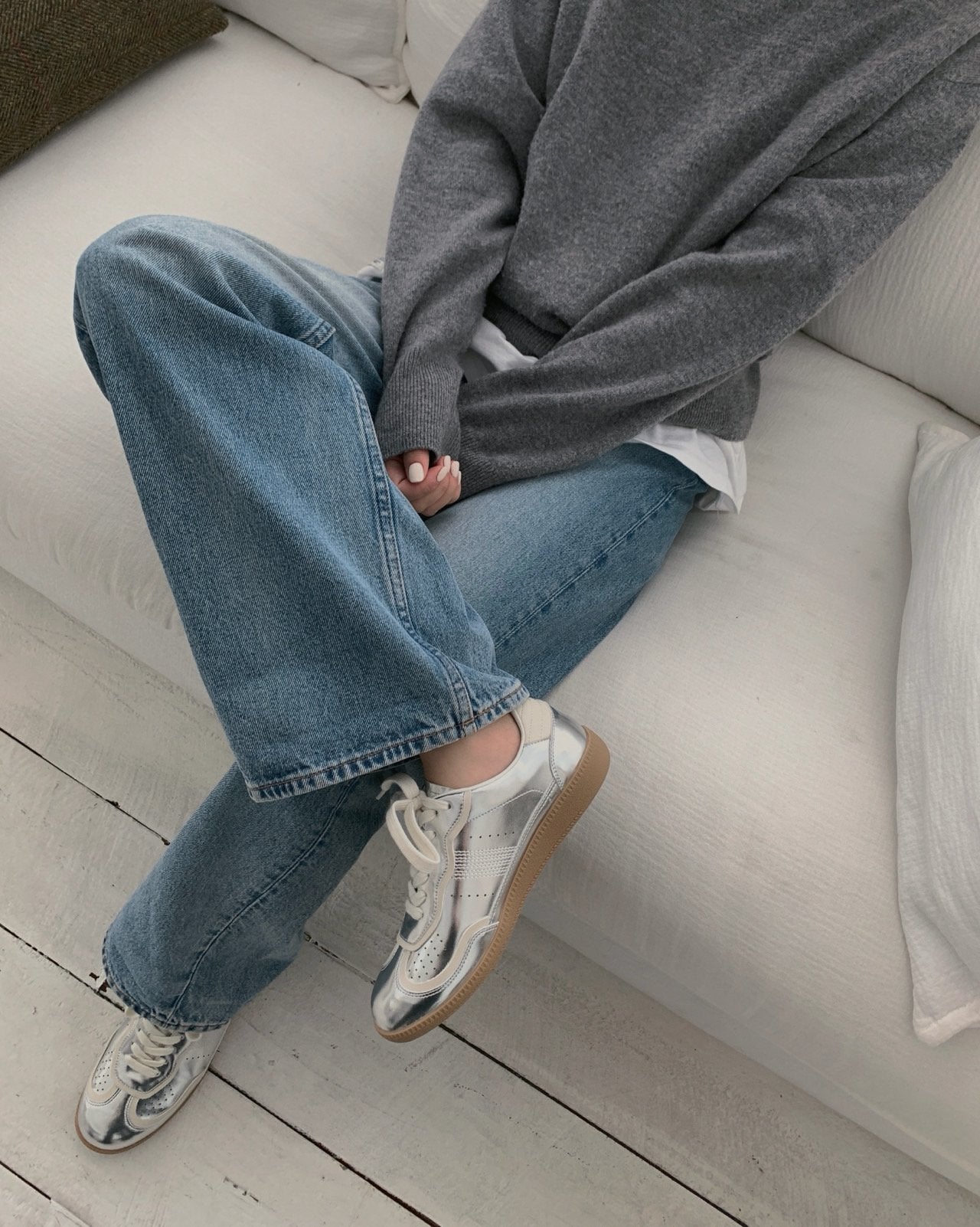 Metallic Leather Sneakers