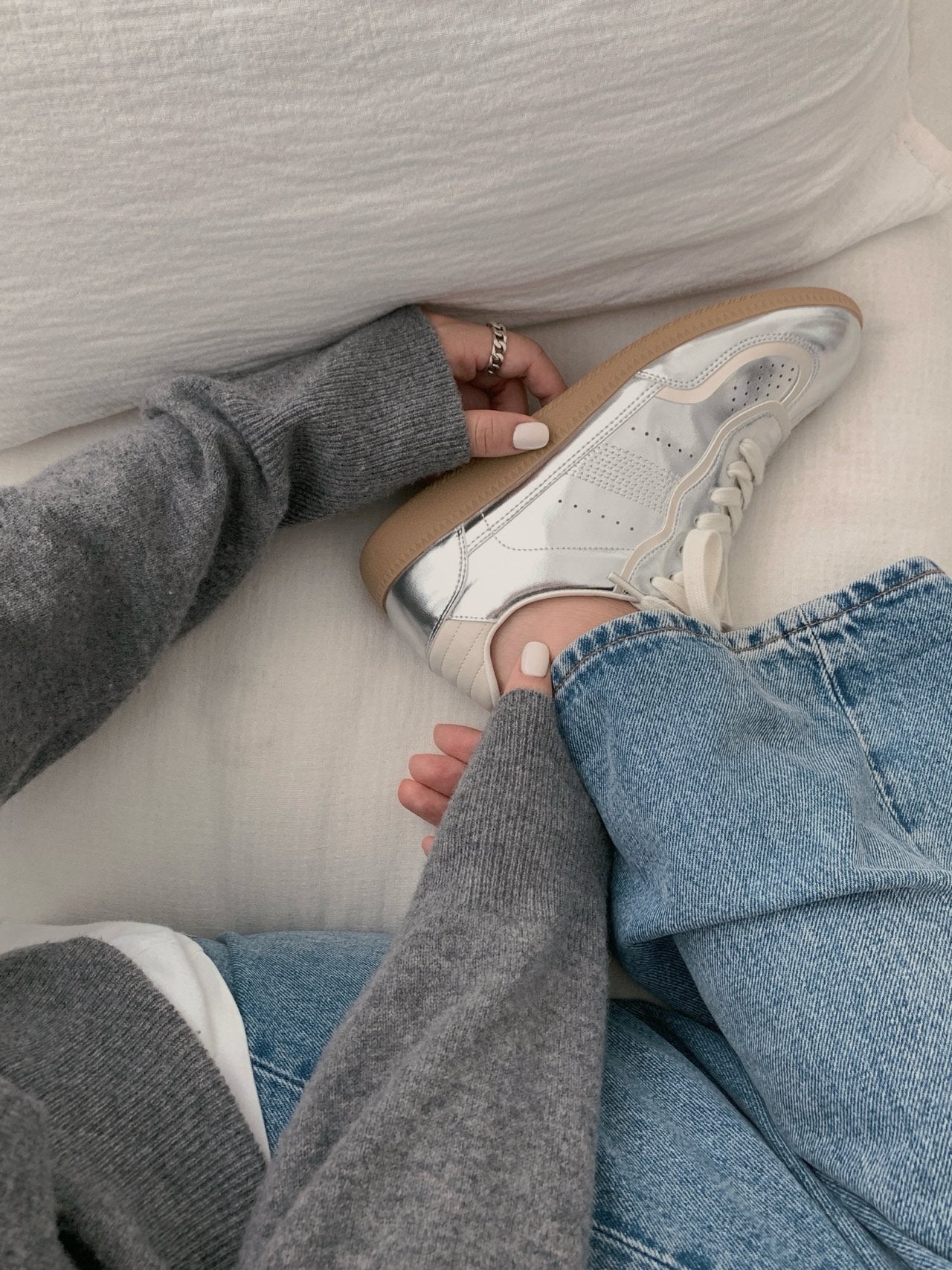 Metallic Leather Sneakers