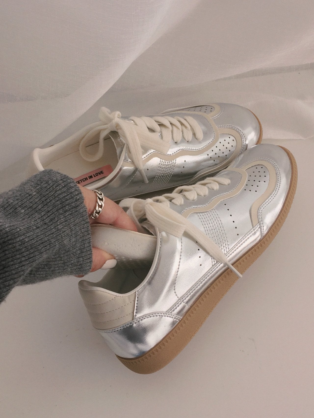Metallic Leather Sneakers