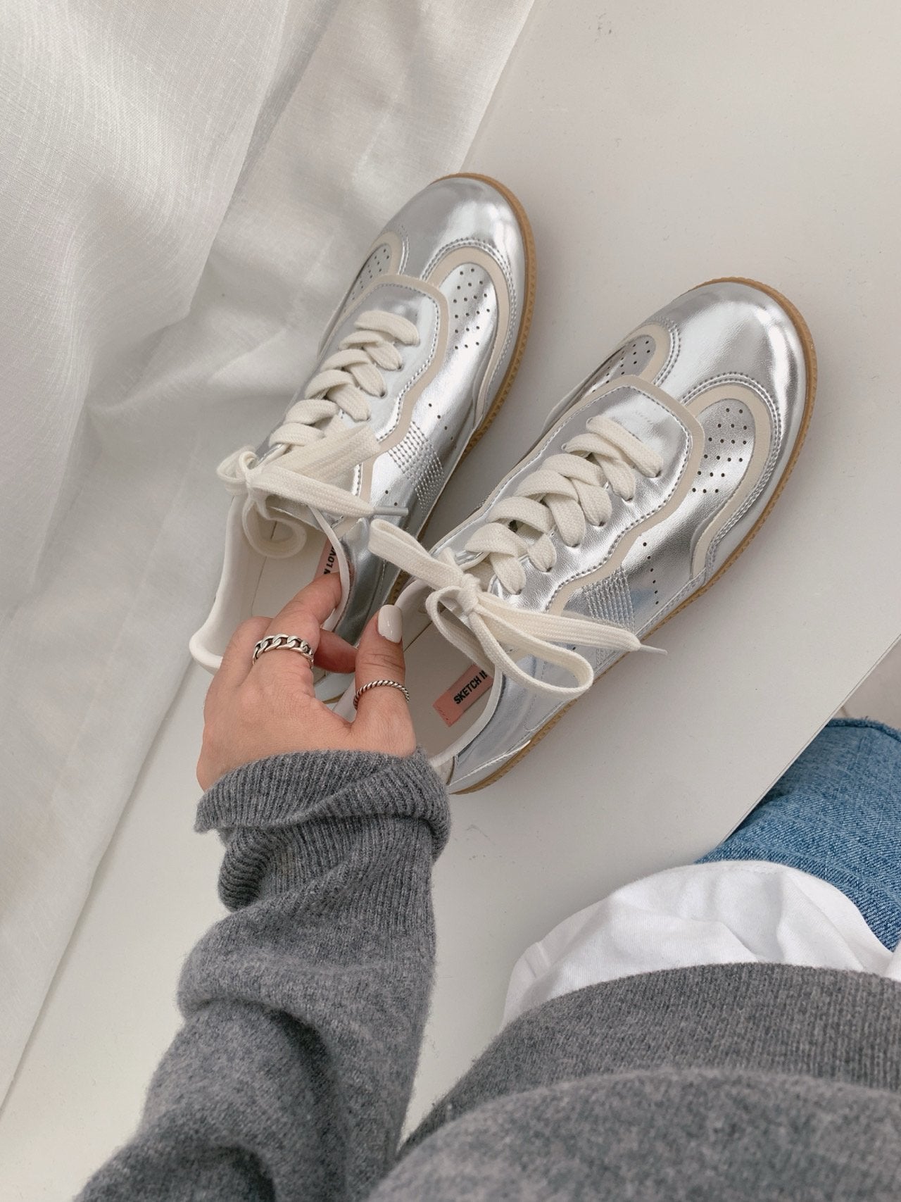 Metallic Leather Sneakers