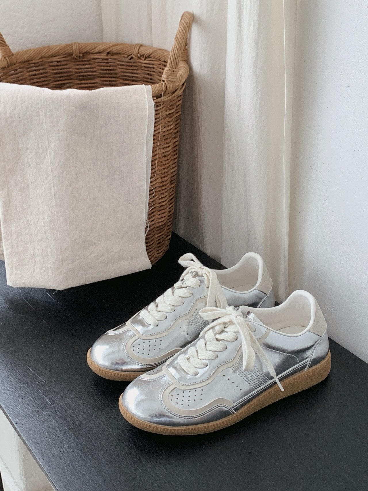 Metallic Leather Sneakers