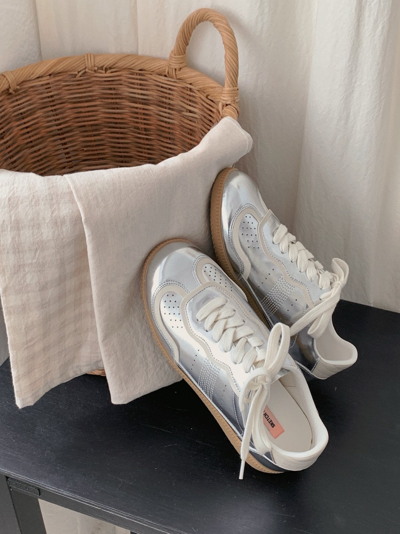Metallic Leather Sneakers