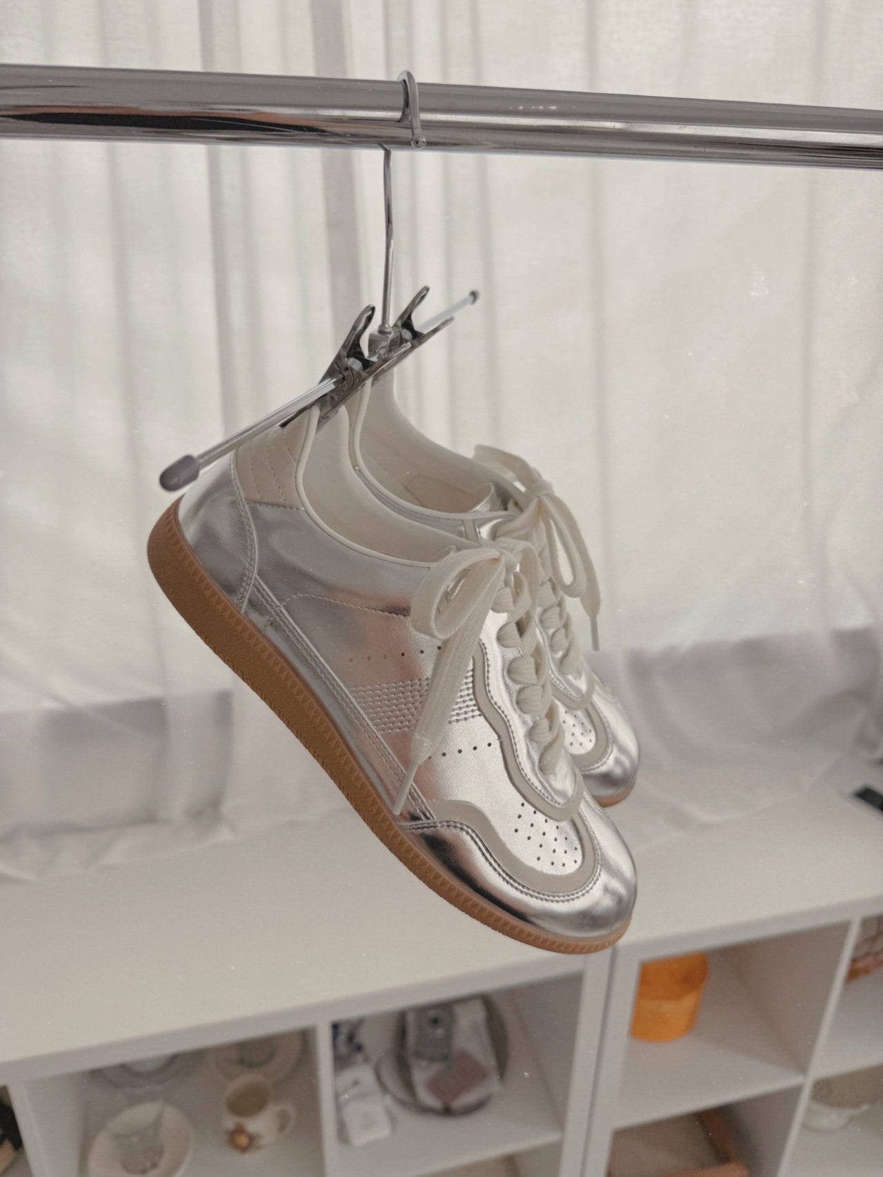 Metallic Leather Sneakers