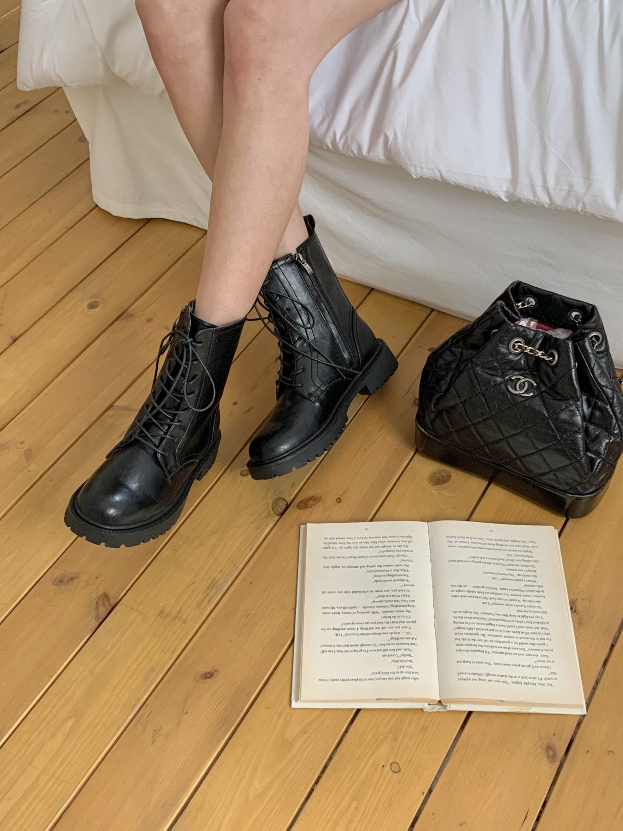 Black Lace-Up Walker