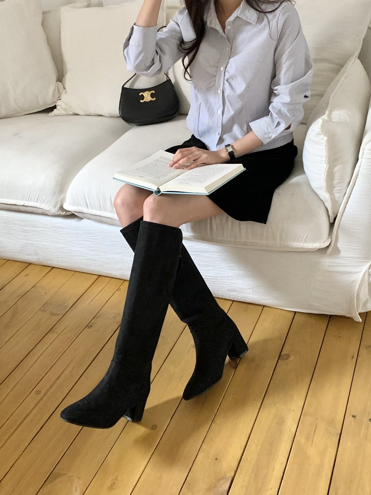 Suede 6 cm Lip Line Long Boots