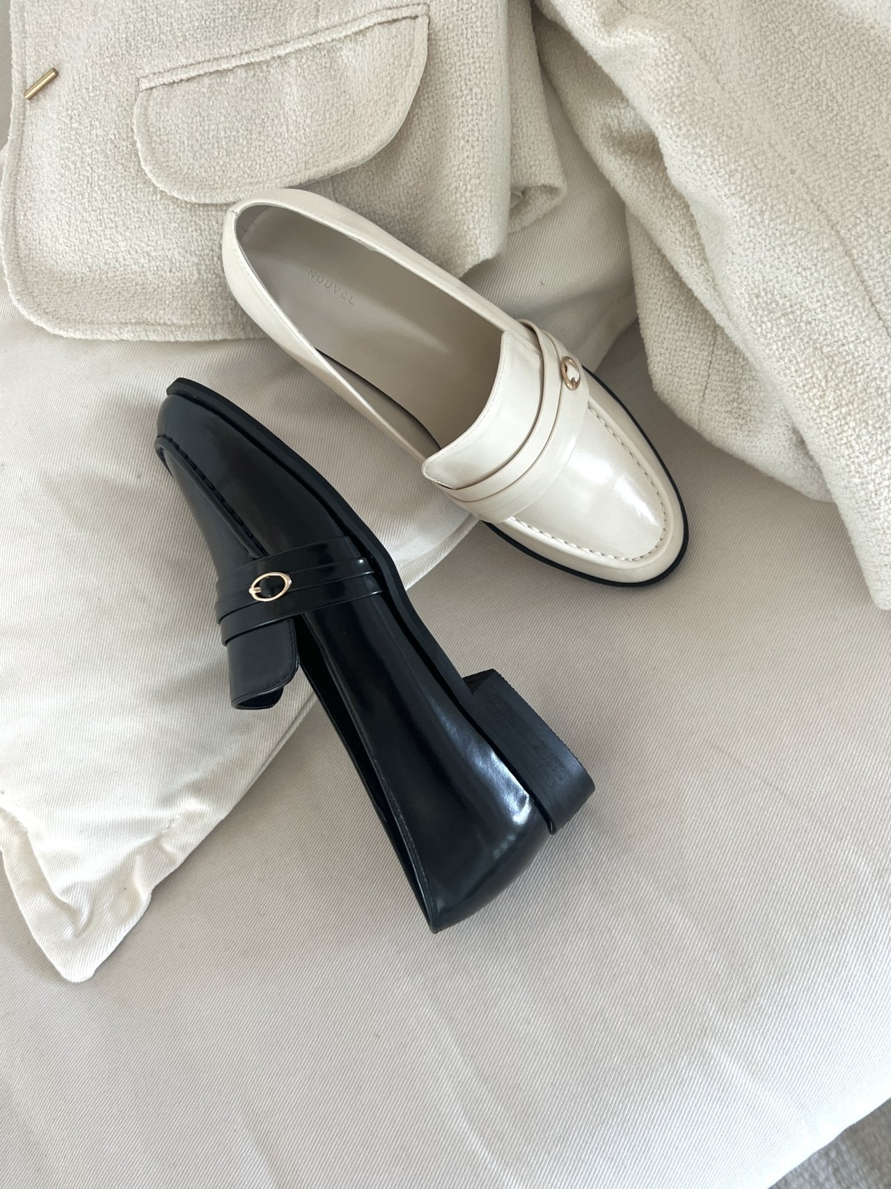 belt strap loafers
