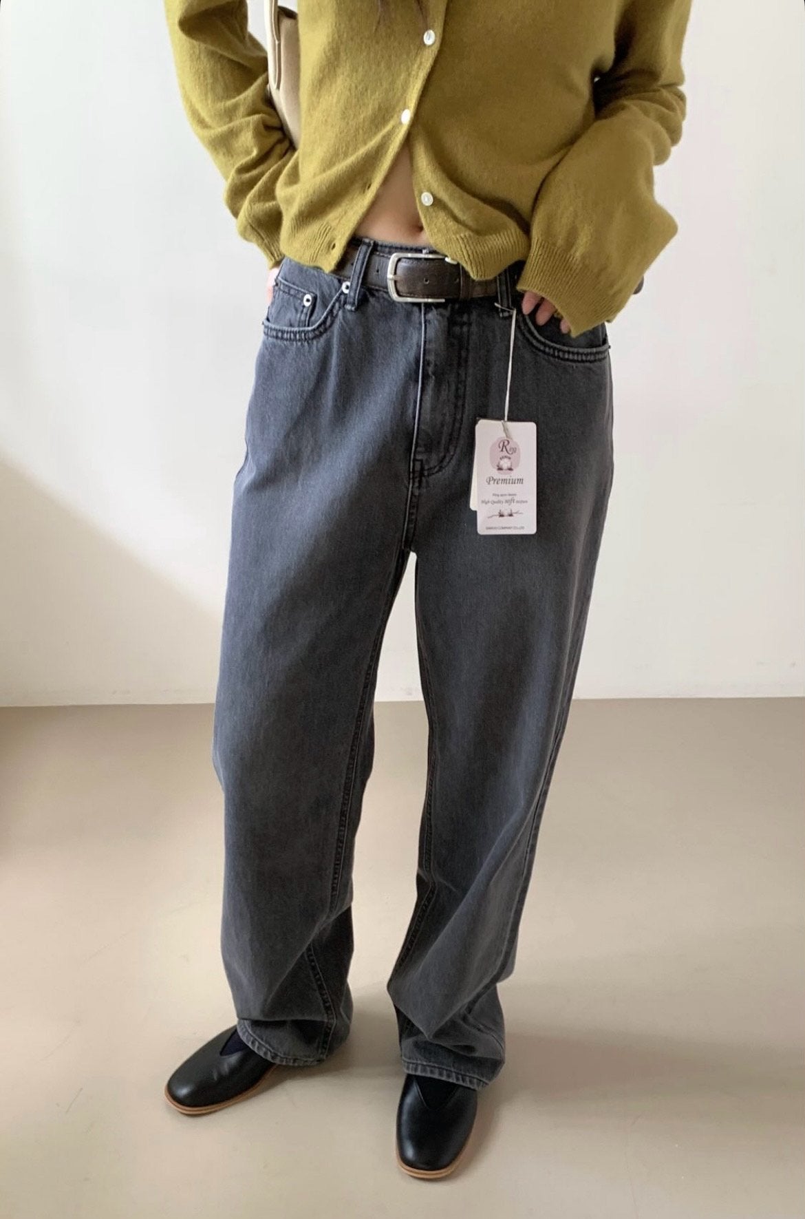 Ring yarn gray washing denim/ショート丈あり