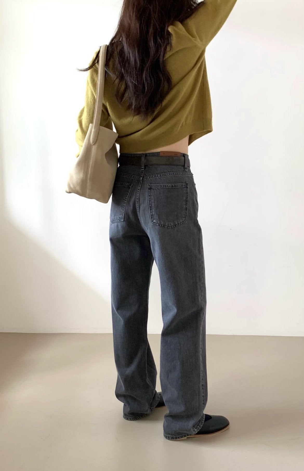 Ring yarn gray washing denim/ショート丈あり