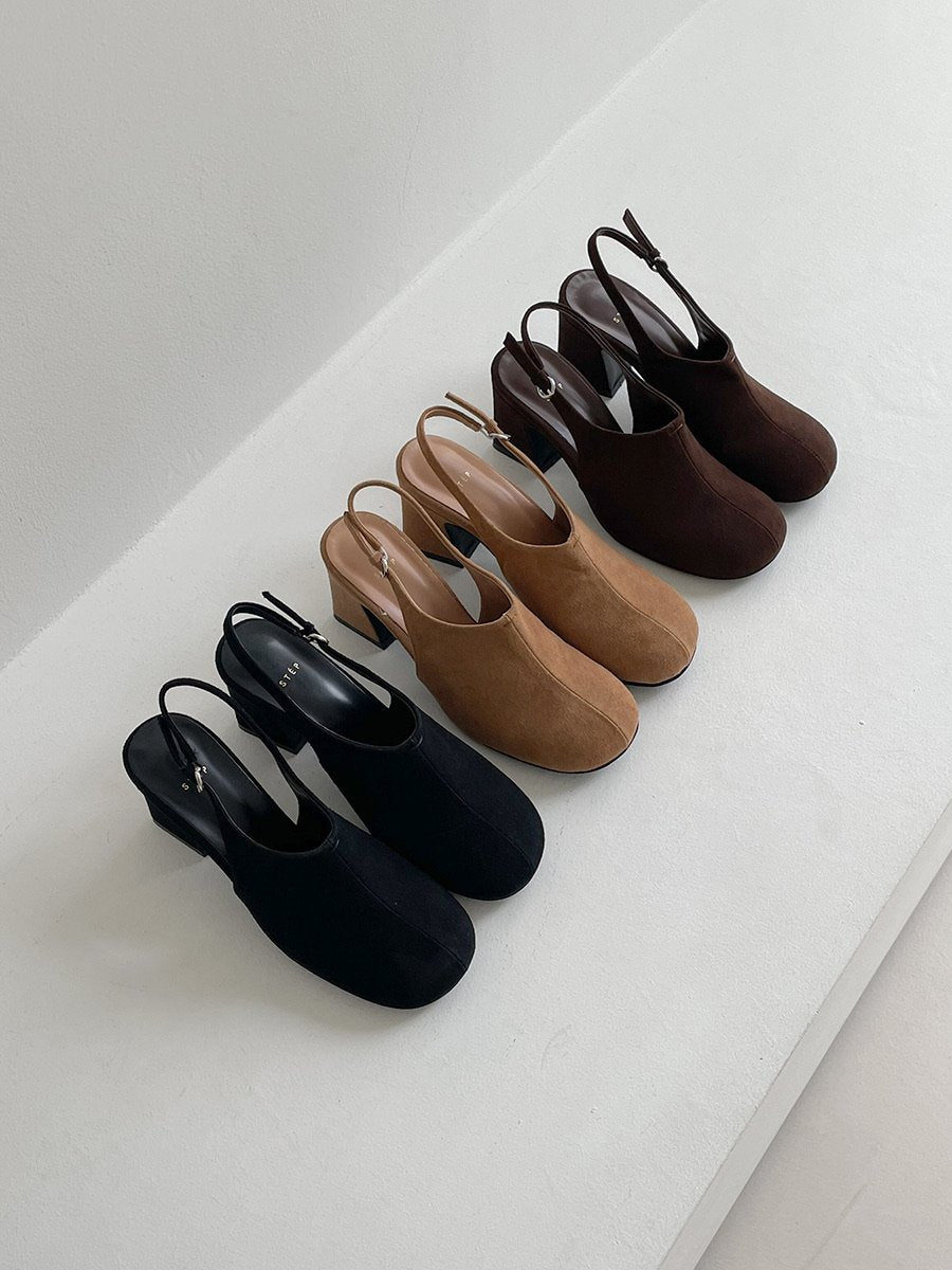 Suede 7cm sling back mule