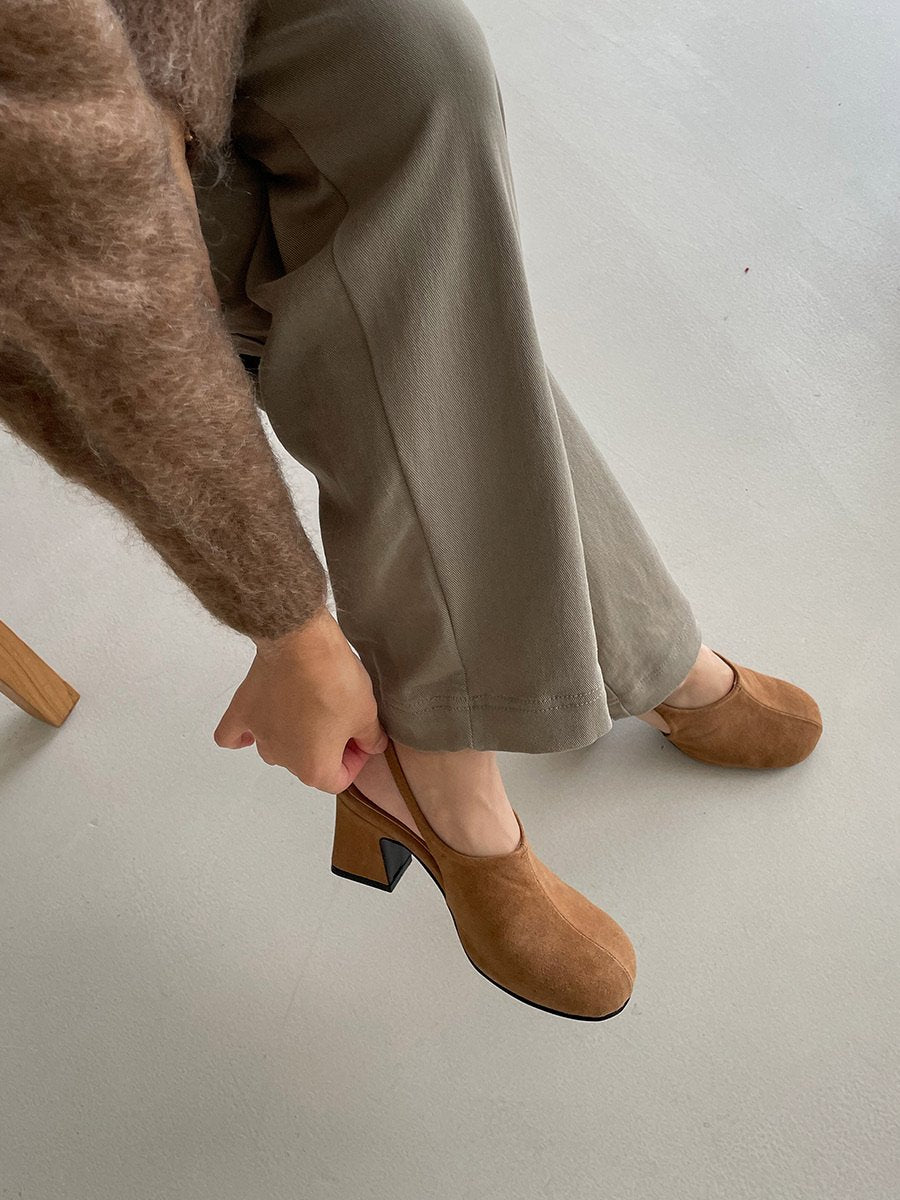 Suede 7cm sling back mule