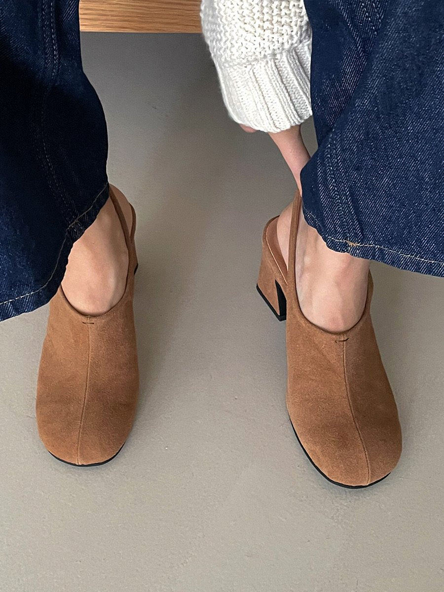 Suede 7cm sling back mule