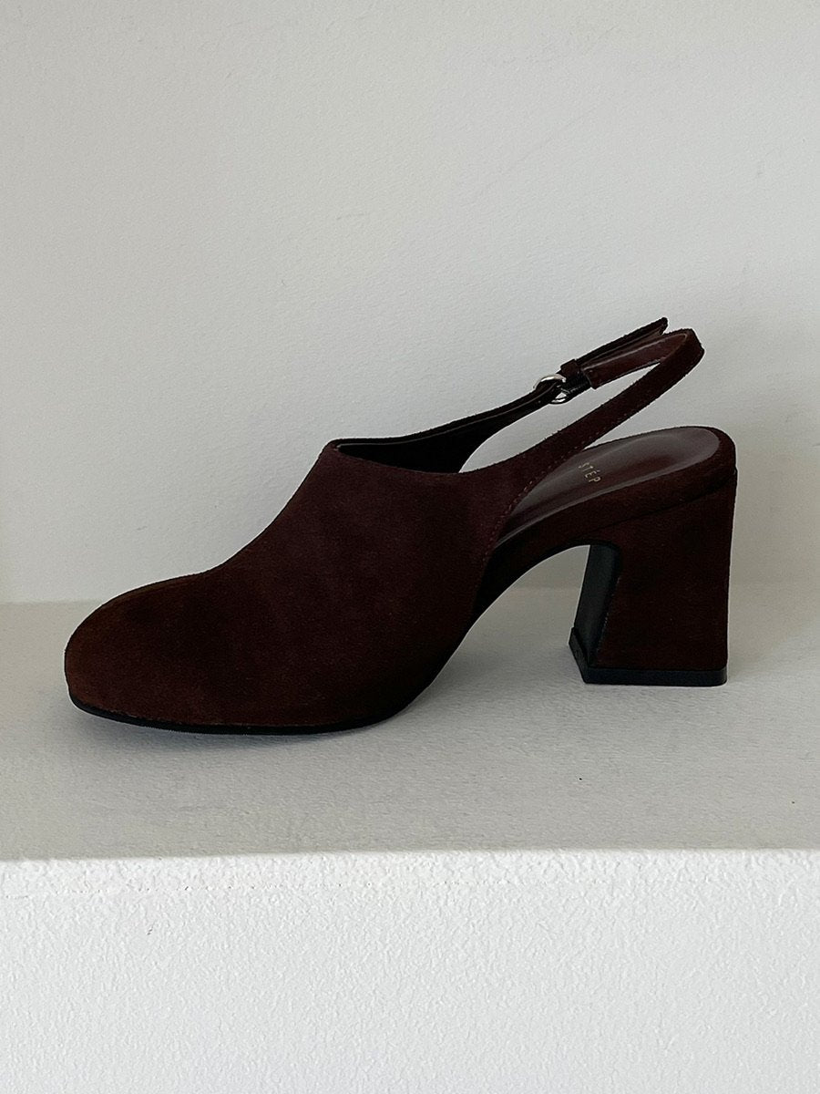 Suede 7cm sling back mule