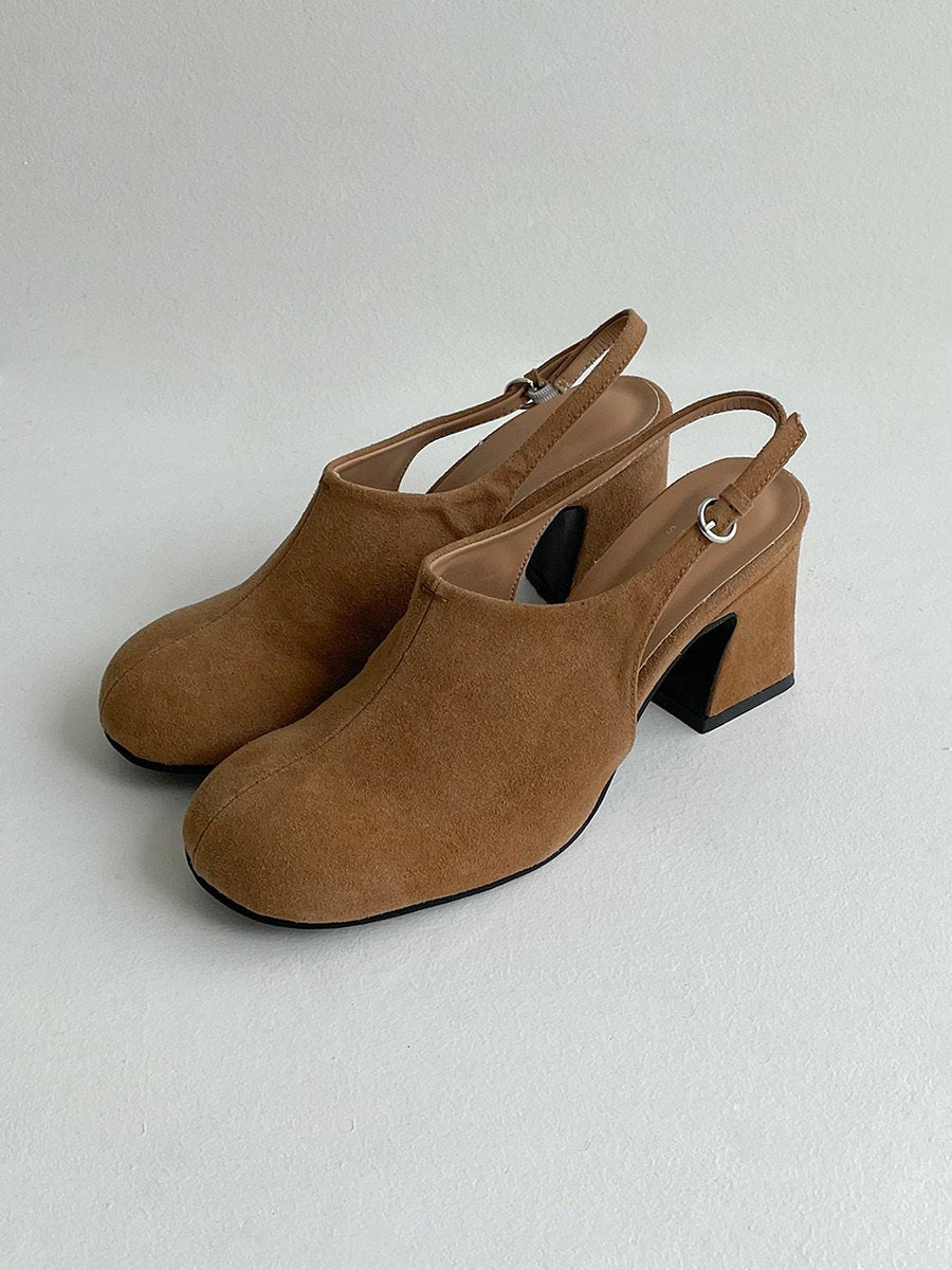 Suede 7cm sling back mule