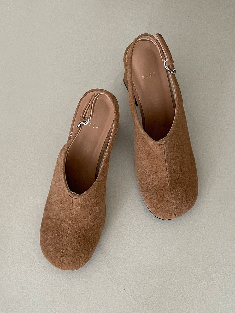 Suede 7cm sling back mule