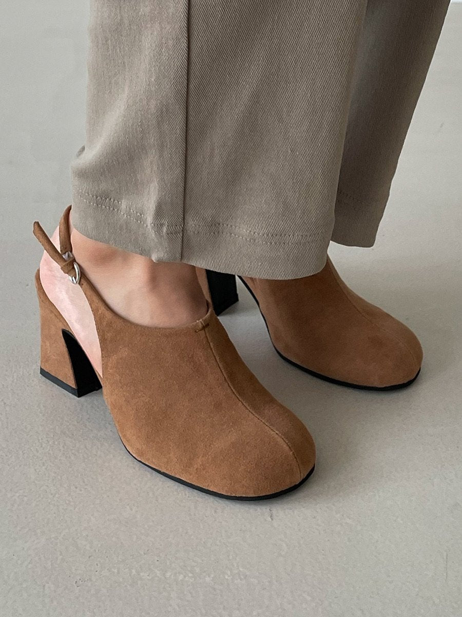 Suede 7cm sling back mule
