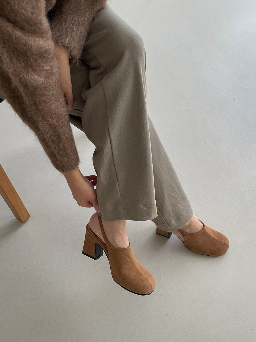 Suede 7cm sling back mule