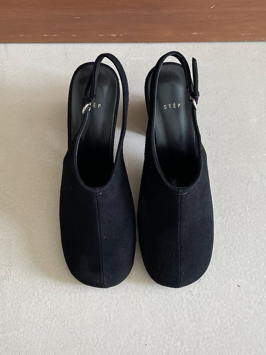 Suede 7cm sling back mule