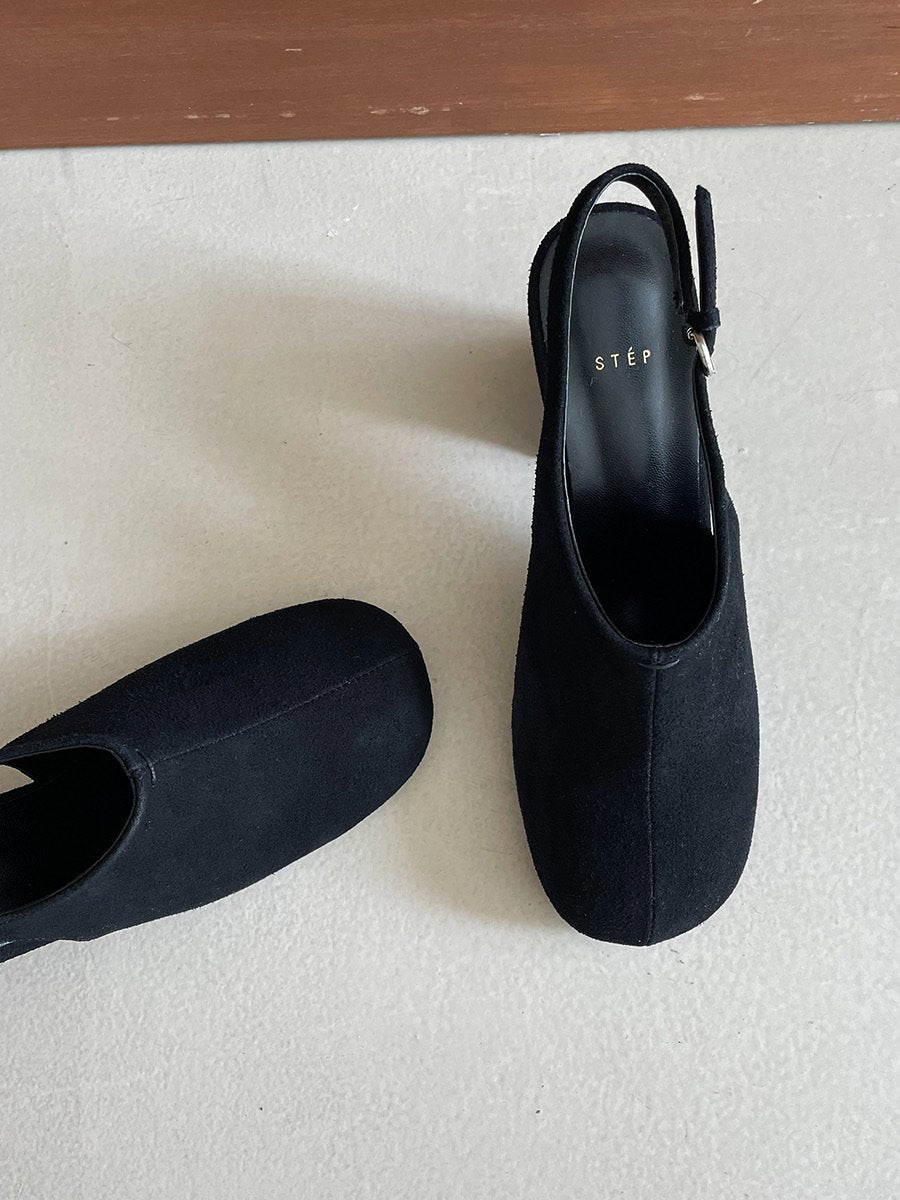 Suede 7cm sling back mule