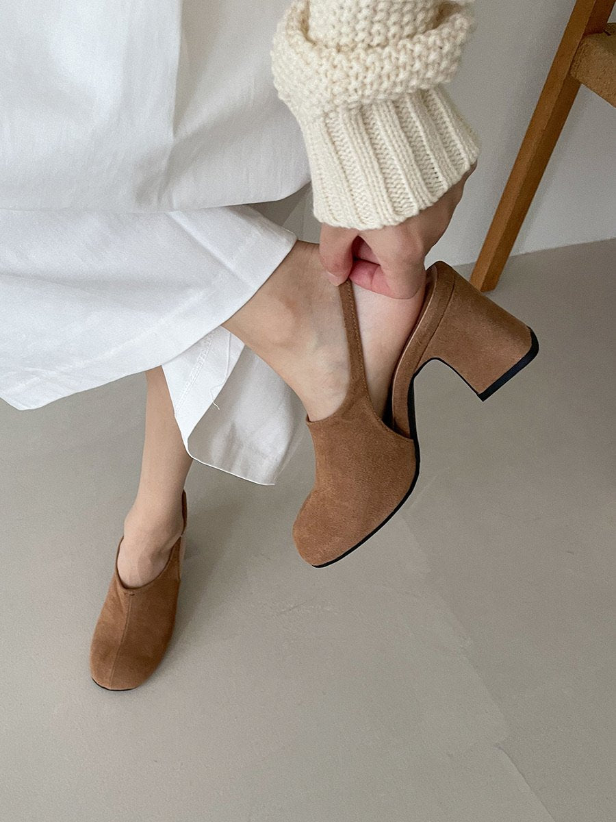 Suede 7cm sling back mule