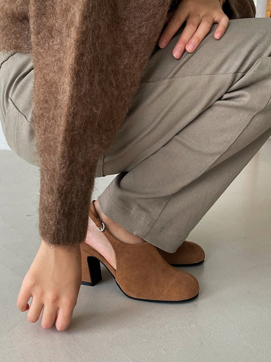 Suede 7cm sling back mule